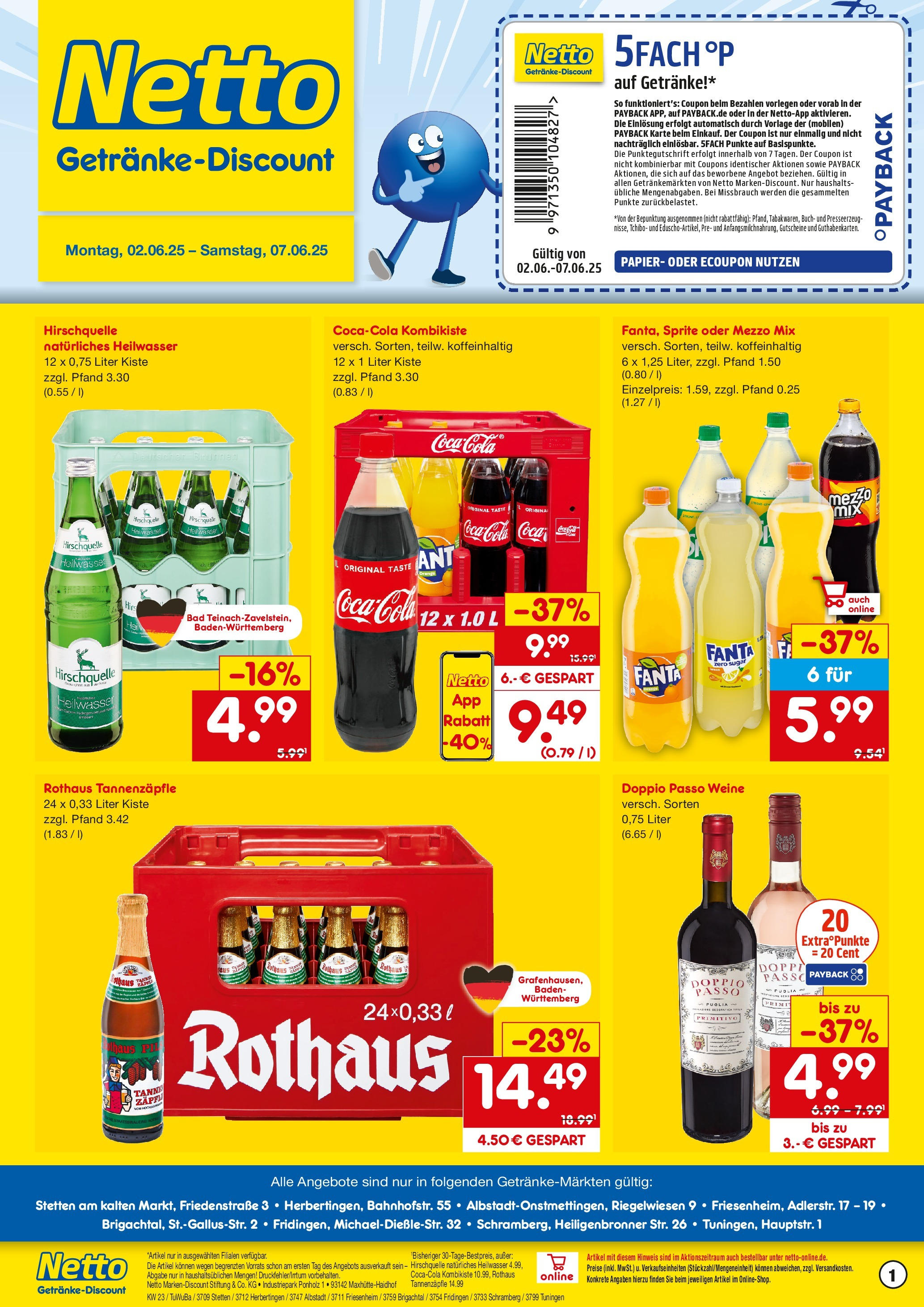 Netto Marken-Discount prospekt Herbertingen	 (ab 02.06.2025) » Angebote | Seite: 1 | Produkte: Coca cola, Fanta, Sprite, Cola