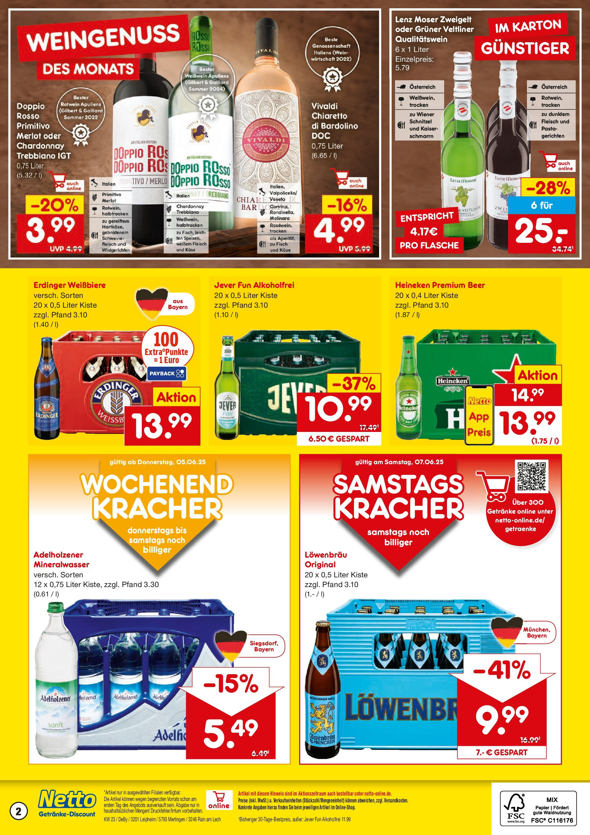 Netto Marken-Discount prospekt Leipheim	 (ab 02.06.2025) » Angebote | Seite: 2 | Produkte: Erdinger, Rotwein, Merlot, Fleisch
