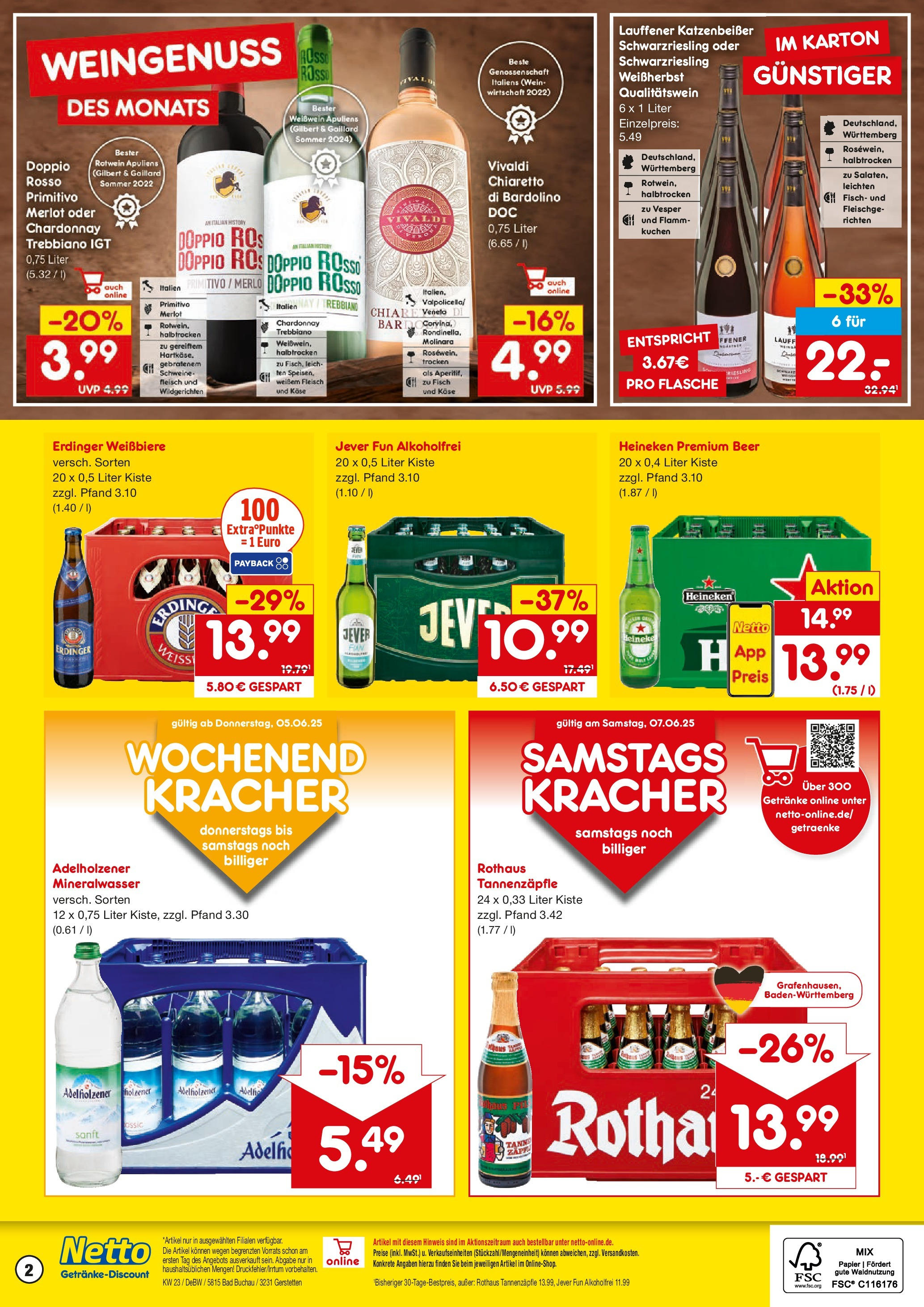 Netto Marken-Discount prospekt Gerstetten	 (ab 02.06.2025) » Angebote | Seite: 2 | Produkte: Käse, Weißwein, Merlot, Fleisch