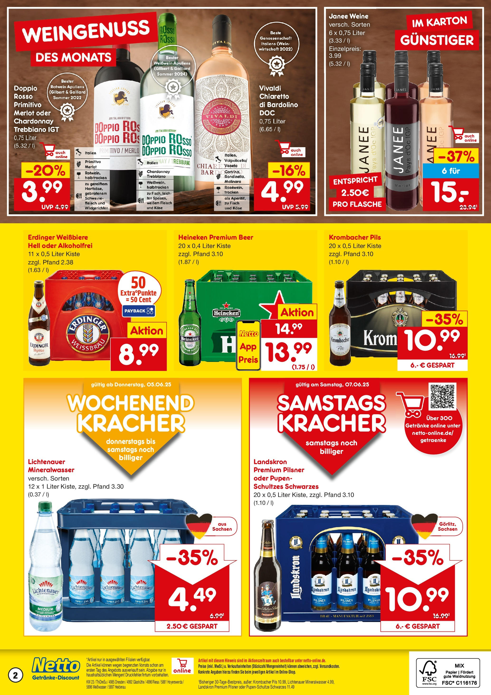 Netto Marken-Discount prospekt Riesa	 (ab 02.06.2025) » Angebote | Seite: 2 | Produkte: Erdinger, Käse, Heineken, Fleisch