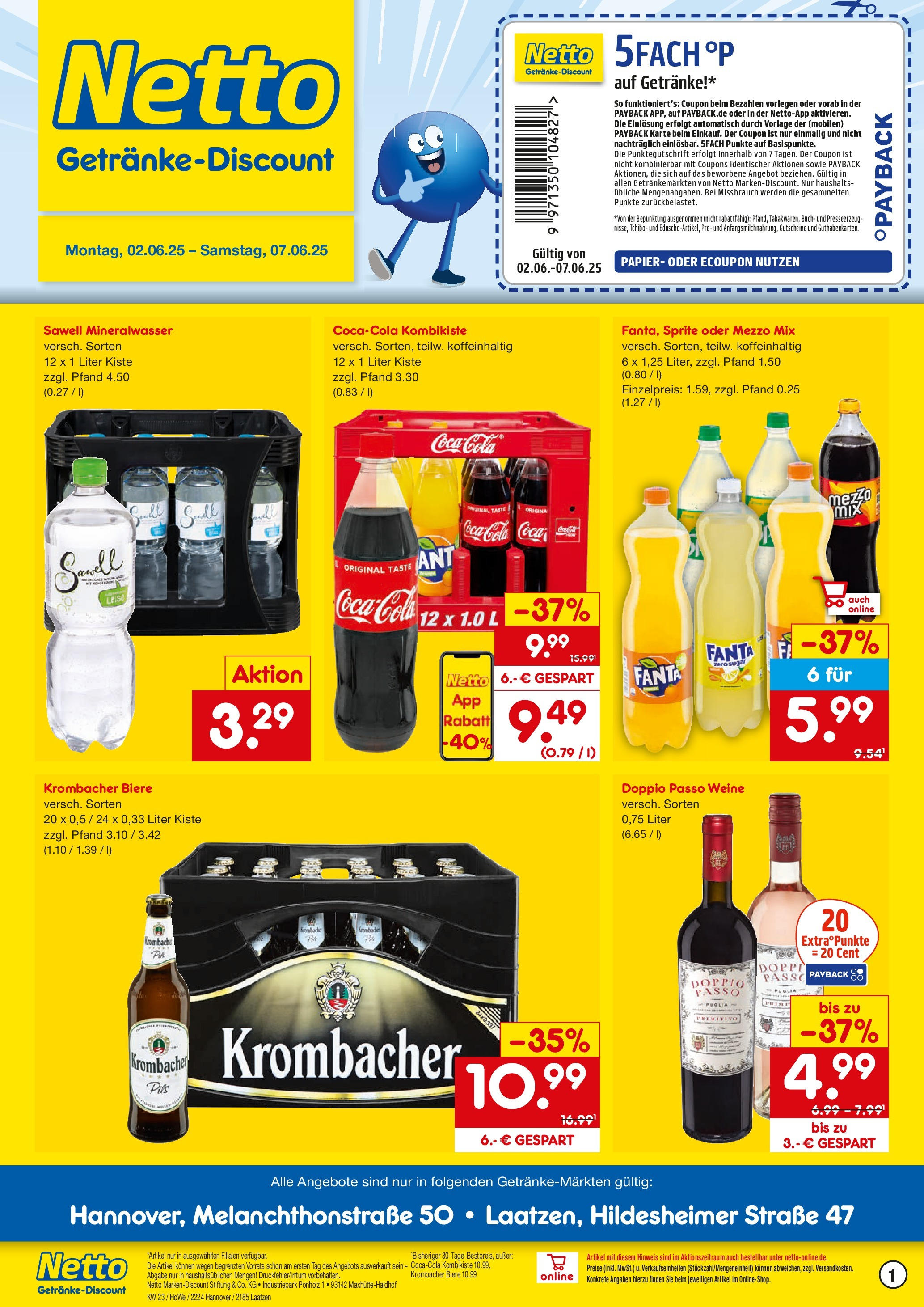 Netto Marken-Discount prospekt Hannover	 (ab 02.06.2025) » Angebote | Seite: 1 | Produkte: Mezzo mix, Sprite, Pils, Doppio Passo