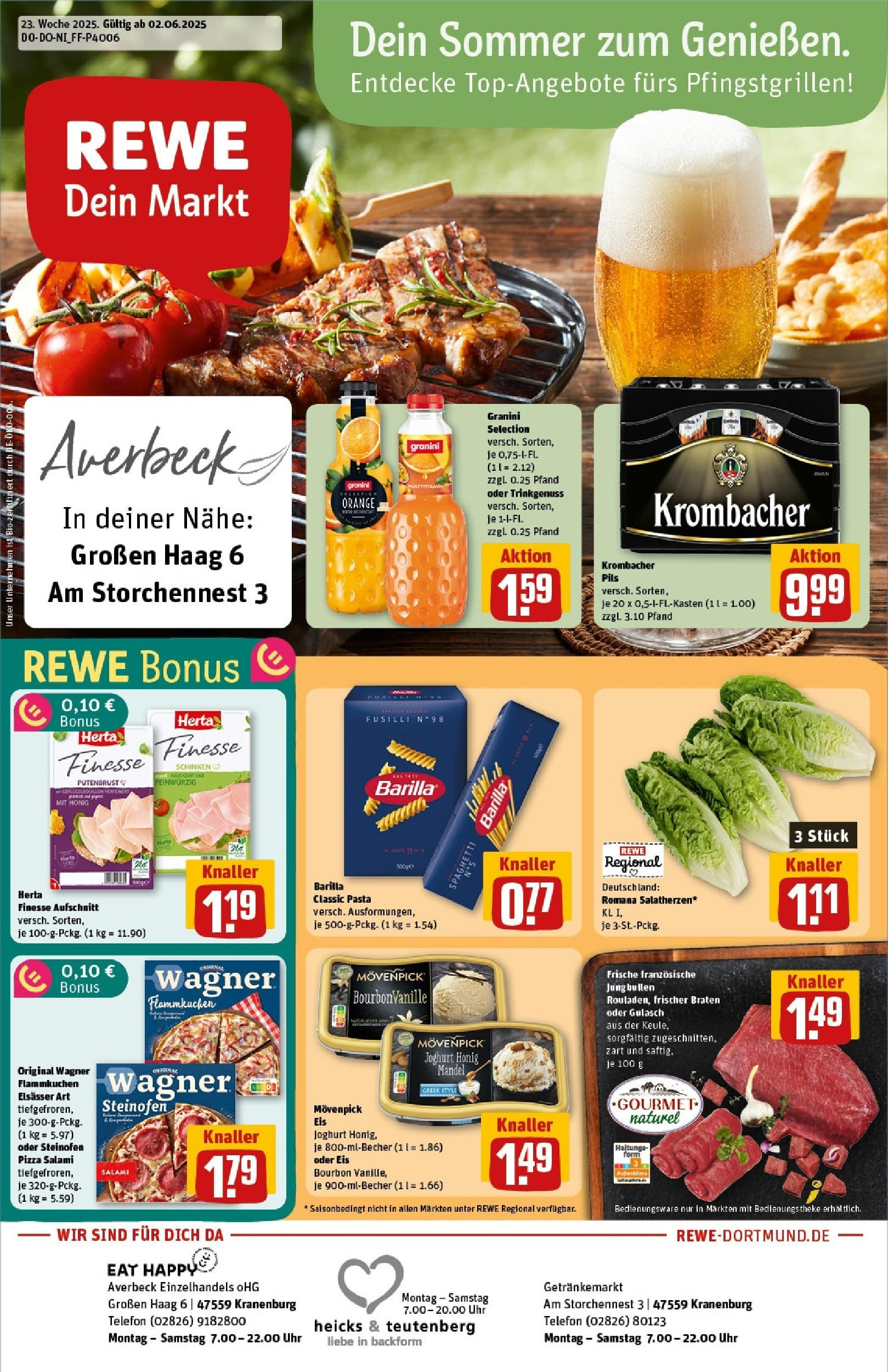REWE Prospekt ab 01.06.2025 nächste Woche - Prospekt Kranenburg Vorschau von dem Prospekt des Geschäftes Rewe, gültig ab dem 01.06.2025