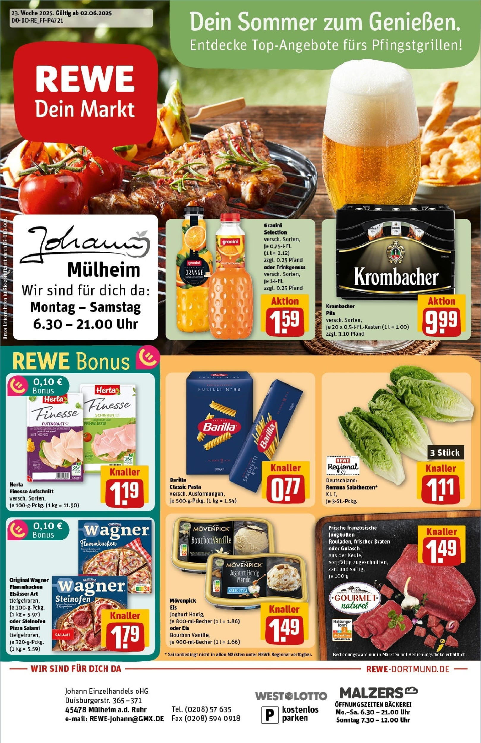 REWE Prospekt ab 01.06.2025 nächste Woche - Prospekt Mülheim An Der Ruhr Vorschau von dem Prospekt des Geschäftes Rewe, gültig ab dem 01.06.2025