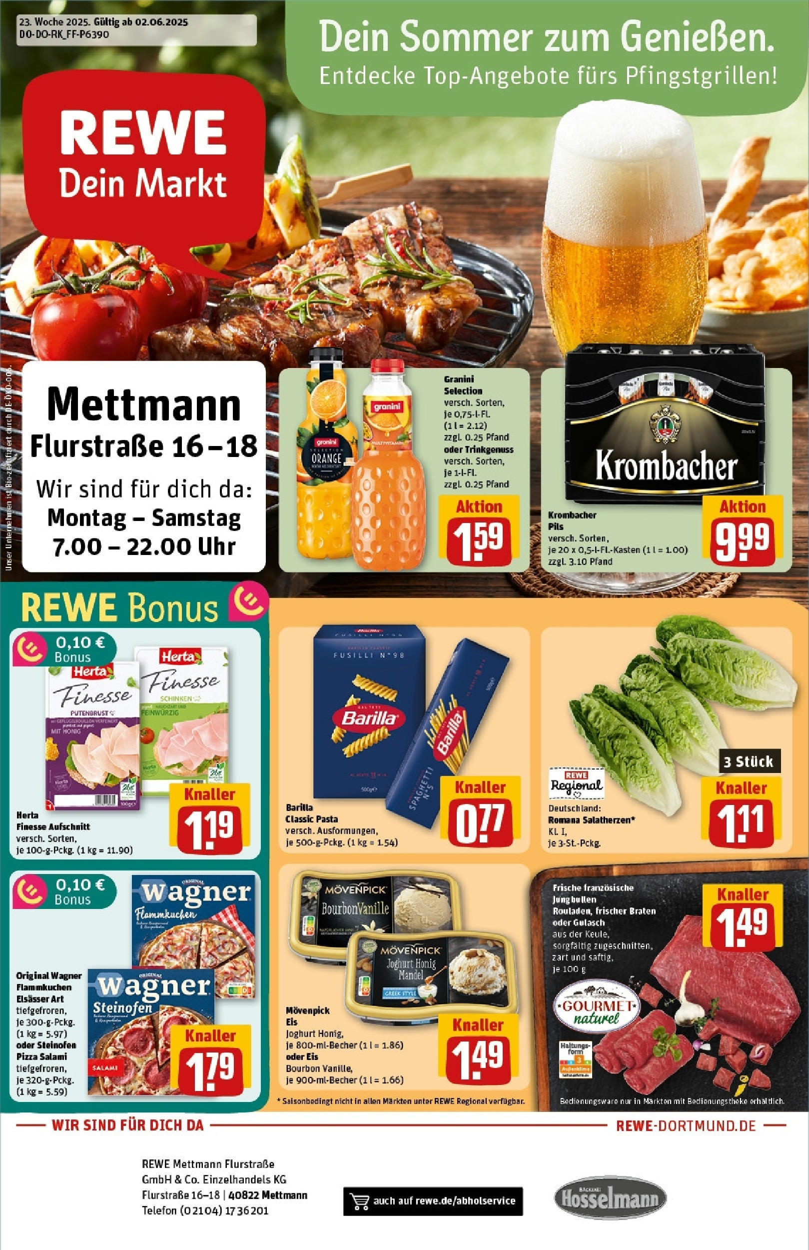 Rewe prospekt Mettmann	 (ab 01.06.2025) zum Blättern » Angebote | Seite: 1 | Produkte: Joghurt, Granini, Pizza, Uhr