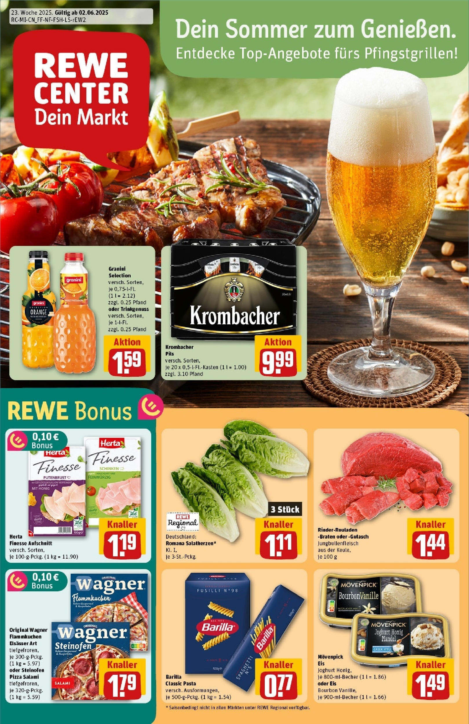 Rewe prospekt Friedrichsdorf	 (ab 01.06.2025) zum Blättern » Angebote | Seite: 1 | Produkte: Krombacher, Pizza, Herta finesse, Eis