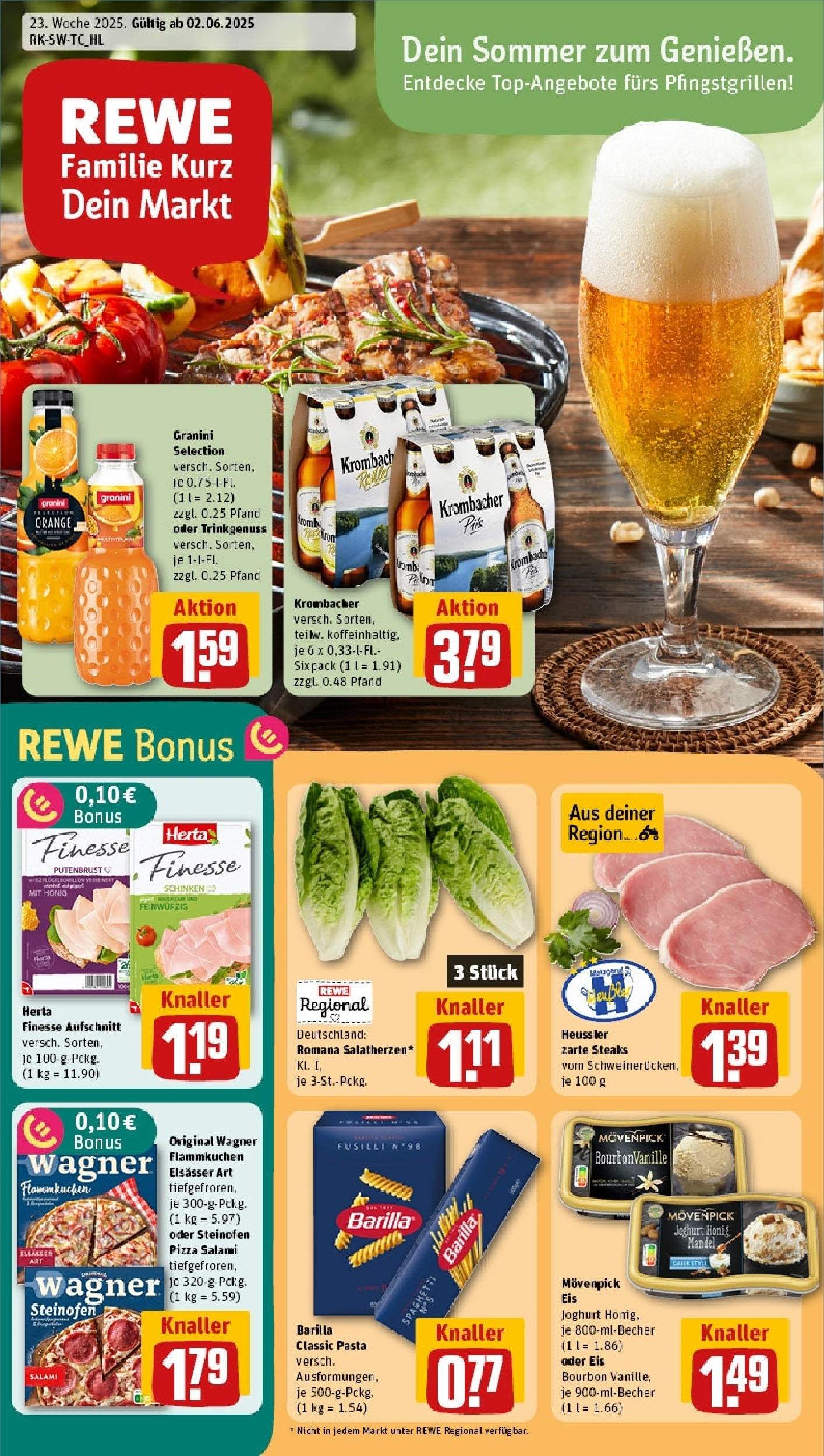 REWE Prospekt ab 01.06.2025 nächste Woche - Prospekt Aalen Vorschau von dem Prospekt des Geschäftes Rewe, gültig ab dem 01.06.2025