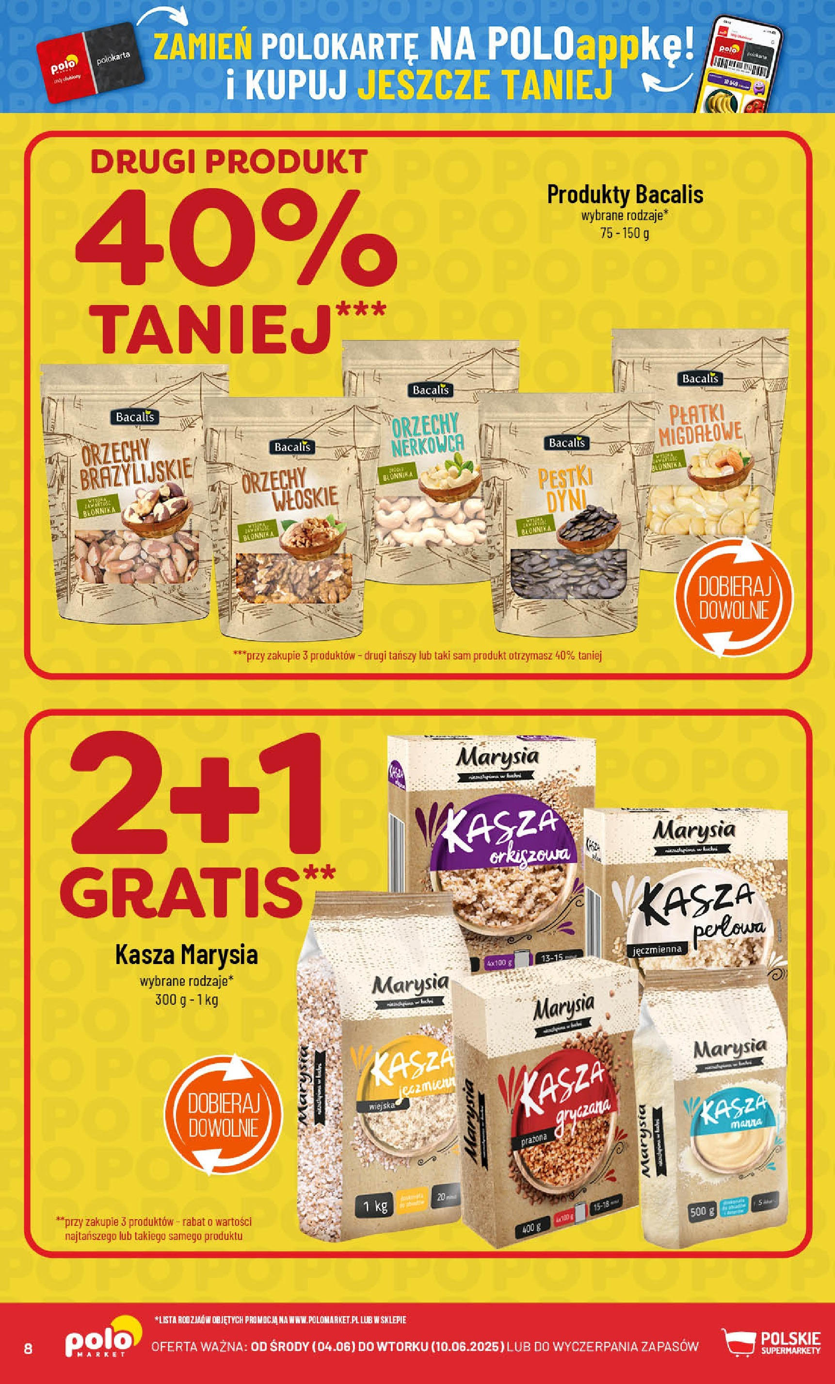 POLOmarket gazetka od jutra (04.06.2025) - Nowa PDF | Strona: 8 | Produkty: Kasza, Pestki dyni, Płatki, Orzechy