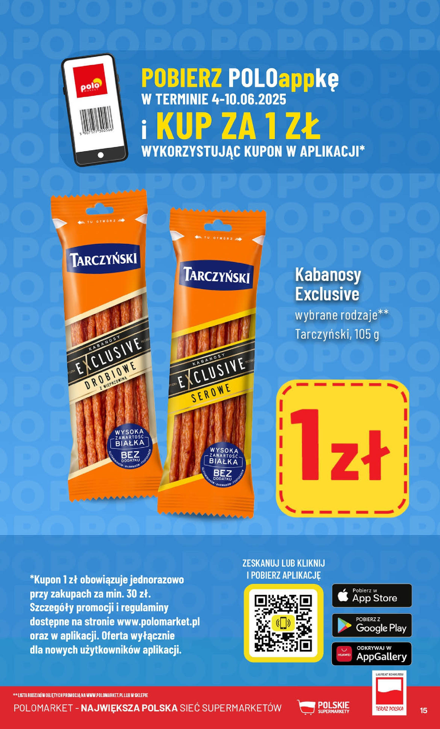 POLOmarket gazetka od jutra (04.06.2025) - Nowa PDF | Strona: 15 | Produkty: Kabanosy, Wieprzowina