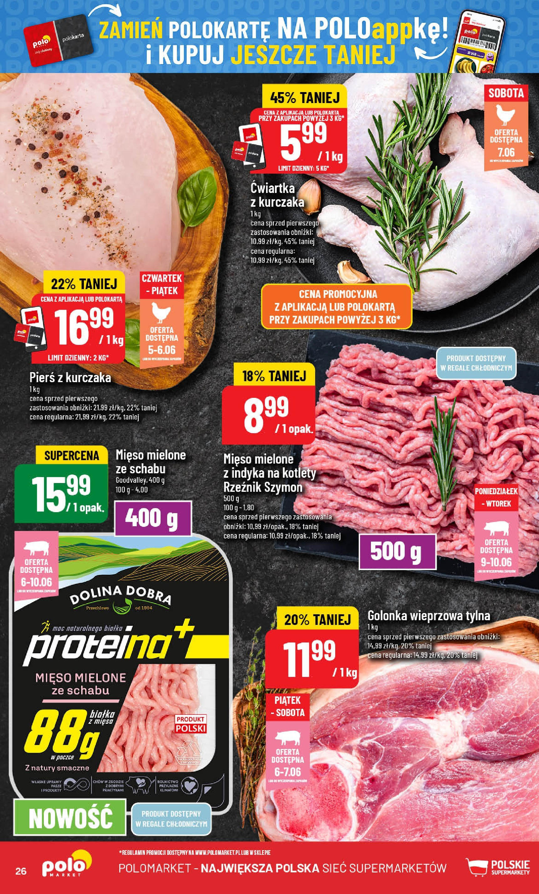 POLOmarket gazetka od jutra (04.06.2025) - Nowa PDF | Strona: 26 | Produkty: Pierś z kurczaka, Golonka wieprzowa, Ćwiartka z kurczaka, Kotlety
