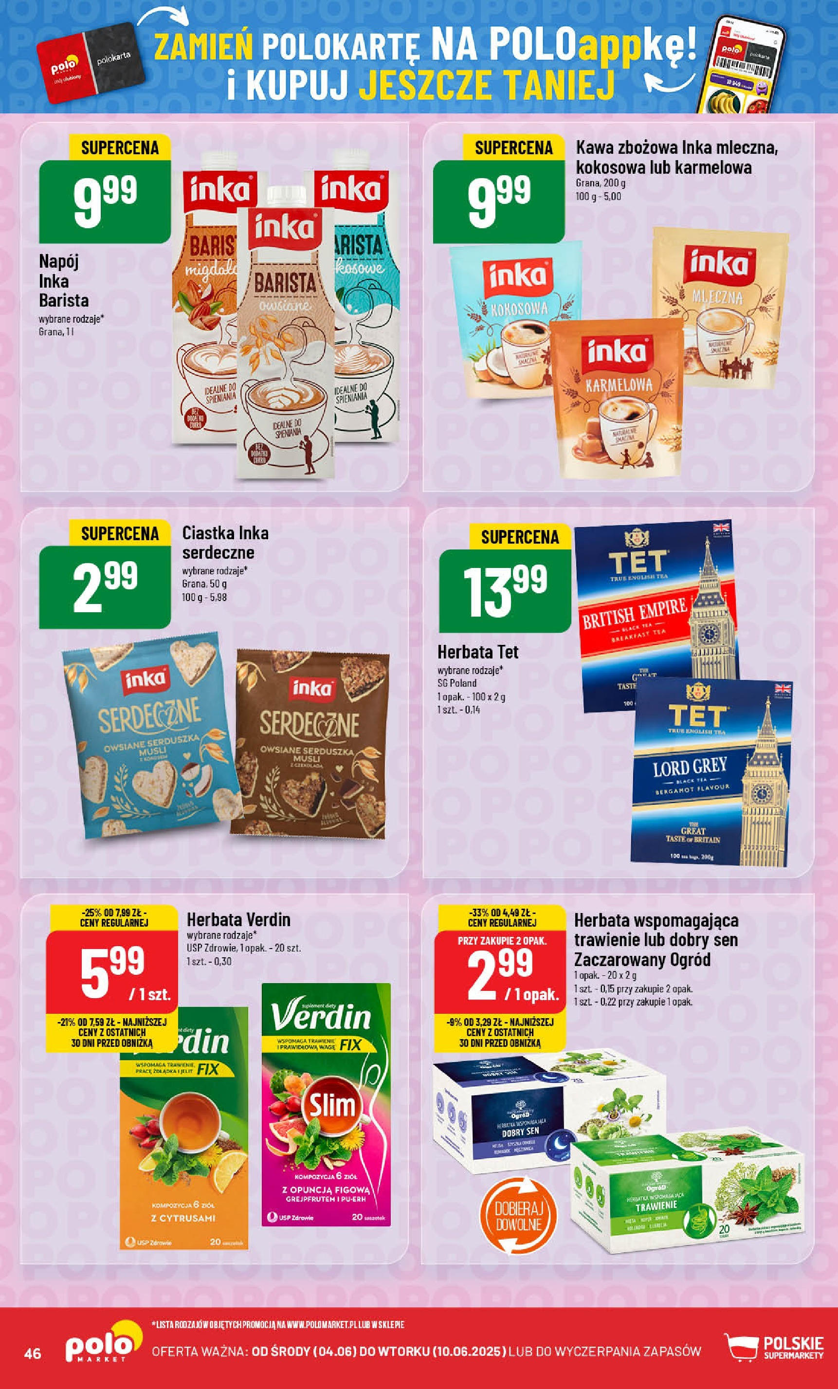 POLOmarket gazetka od jutra (04.06.2025) - Nowa PDF | Strona: 46 | Produkty: Kawa, Musli, Herbata, Ciastka