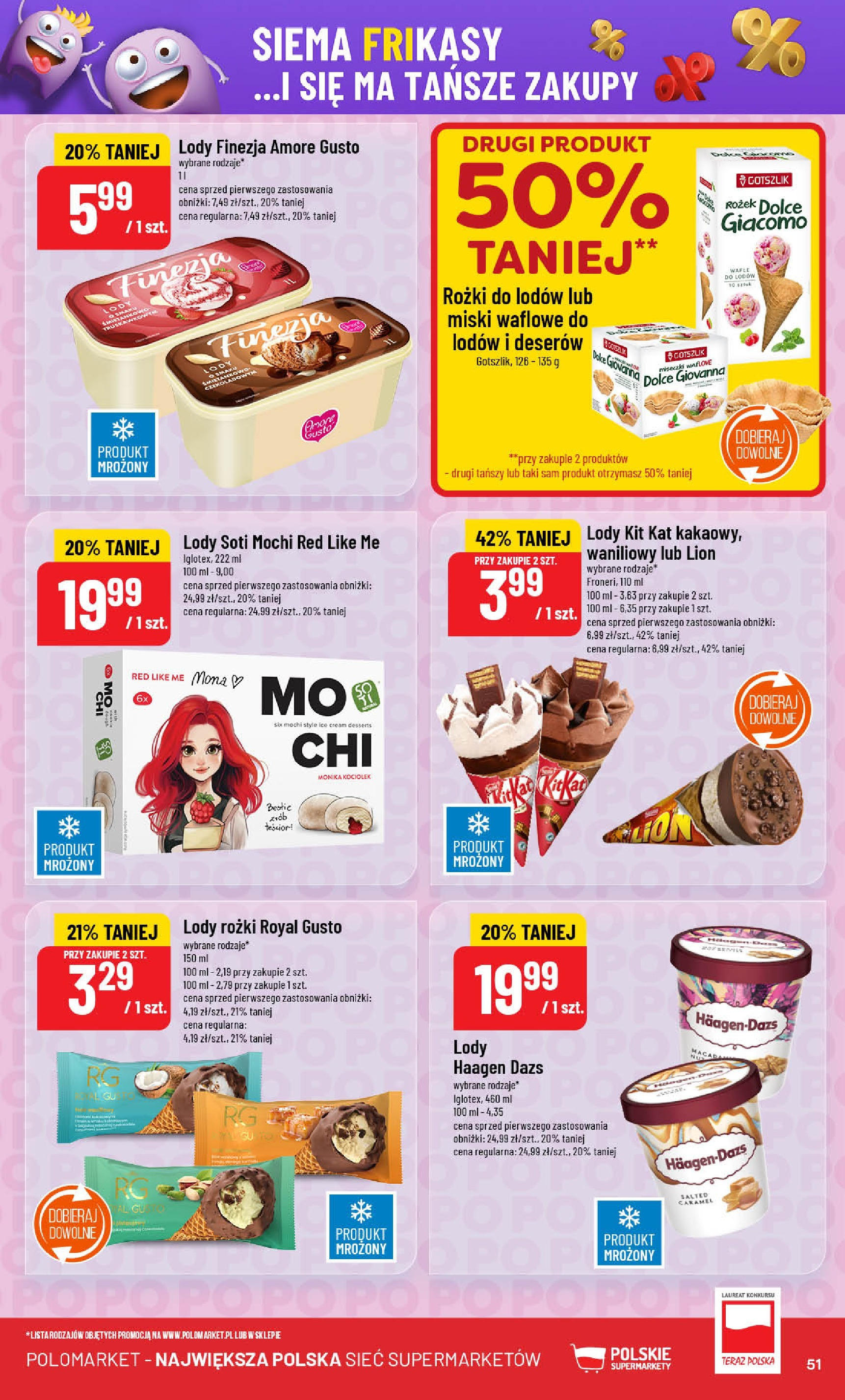 POLOmarket gazetka od jutra (04.06.2025) - Nowa PDF | Strona: 51 | Produkty: Wafle, Lody rożki, Haagen dazs, Lody