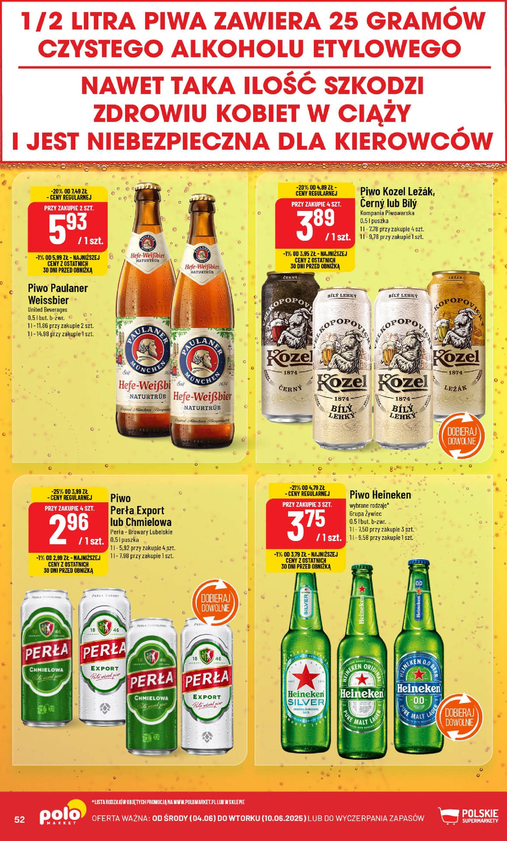 POLOmarket gazetka od jutra (04.06.2025) - Nowa PDF | Strona: 52 | Produkty: Leżak, Piwo, Piwo kozel, Heineken