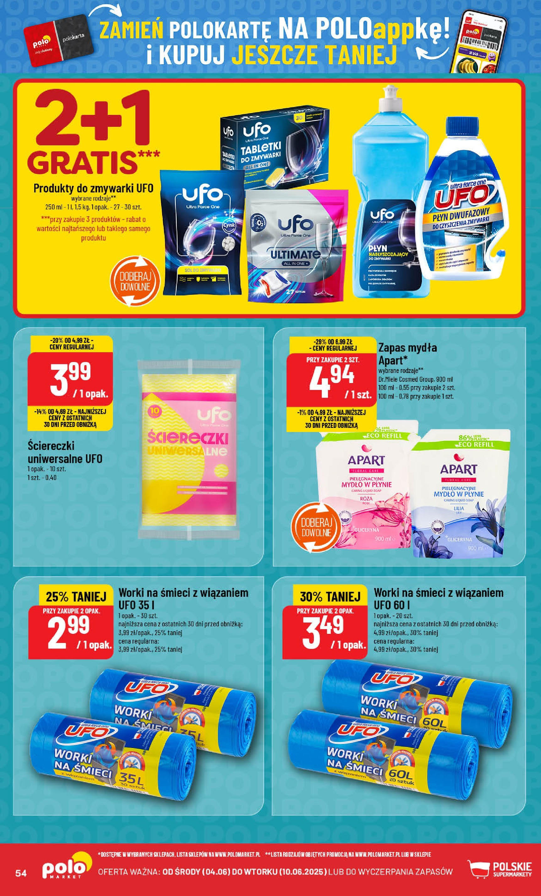 POLOmarket gazetka od jutra (04.06.2025) - Nowa PDF | Strona: 54 | Produkty: Tablet, Mydło, Tabletki do zmywarki, Sól