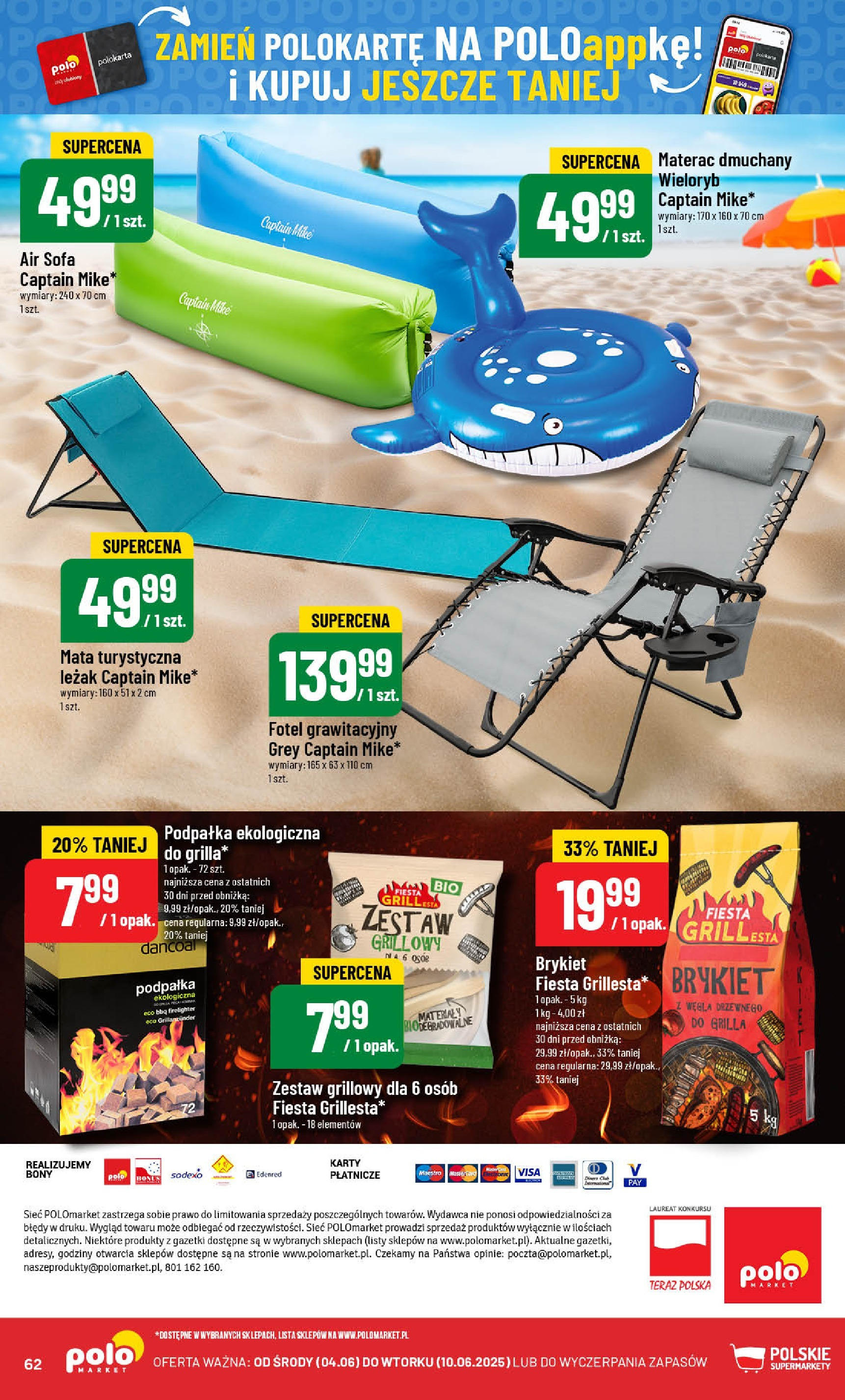 POLOmarket gazetka od jutra (04.06.2025) - Nowa PDF | Strona: 62 | Produkty: Grill, Materac, Sofa, Fotel