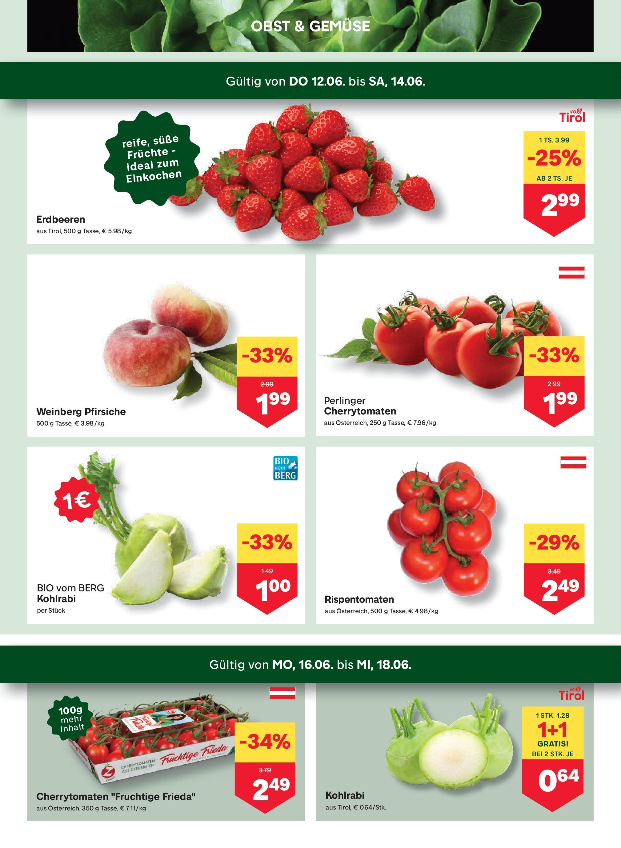 MPREIS Steyr von 12.06.2025 - Aktuelle Angebote | Seite: 2 | Produkte: Erdbeeren, Gemüse, Obst