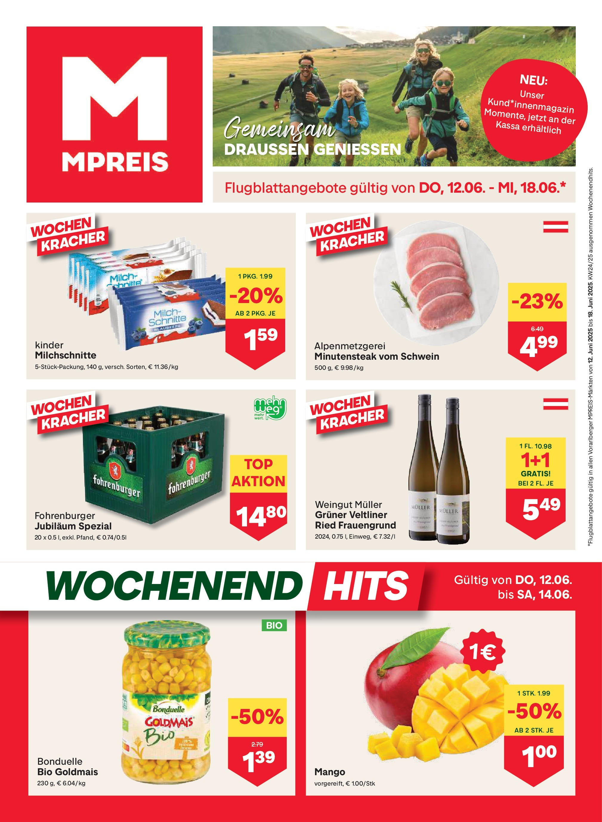 MPREIS Mittelberg von 12.06.2025 - Aktuelle Angebote | Seite: 1 | Produkte: Mango, Milch
