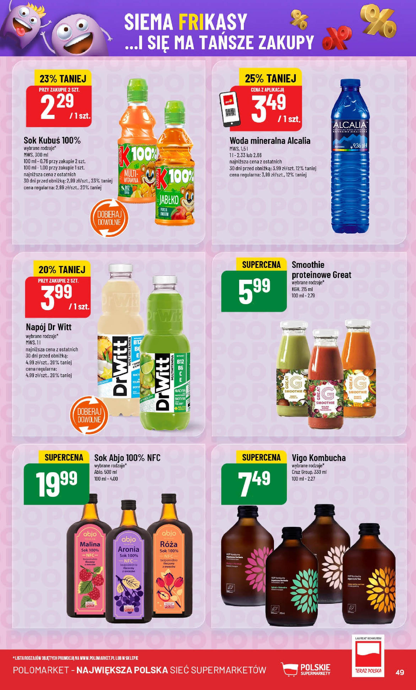 POLOmarket gazetka od jutra (04.06.2025) - Nowa PDF | Strona: 49 | Produkty: Malina, Sok, Kombucha, Woda