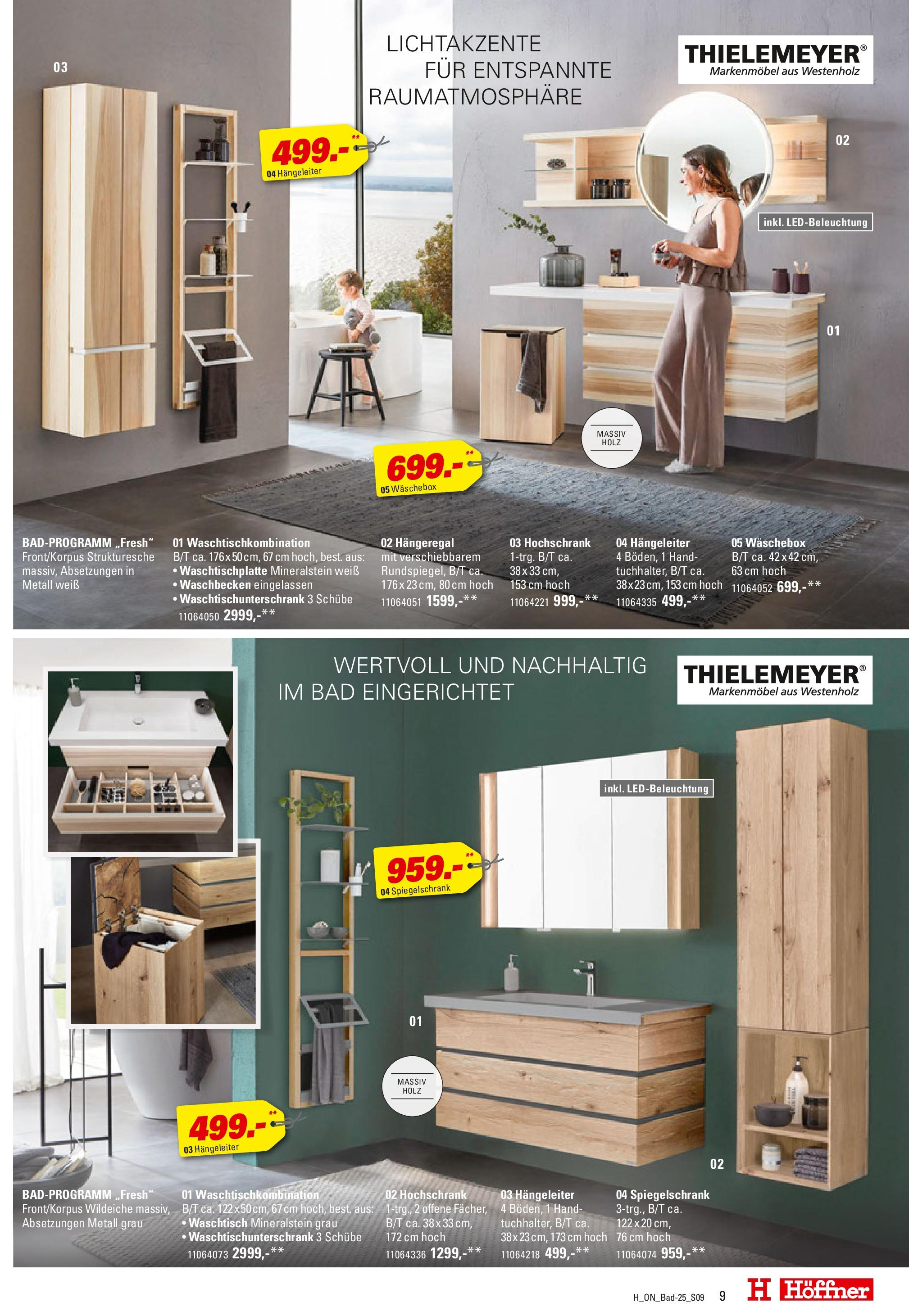 Höffner - Bad Spezial (ab 03.06.2025) zum Blättern | Seite: 9 | Produkte: Waschbecken, Bad, Waschtisch, Spiegelschrank
