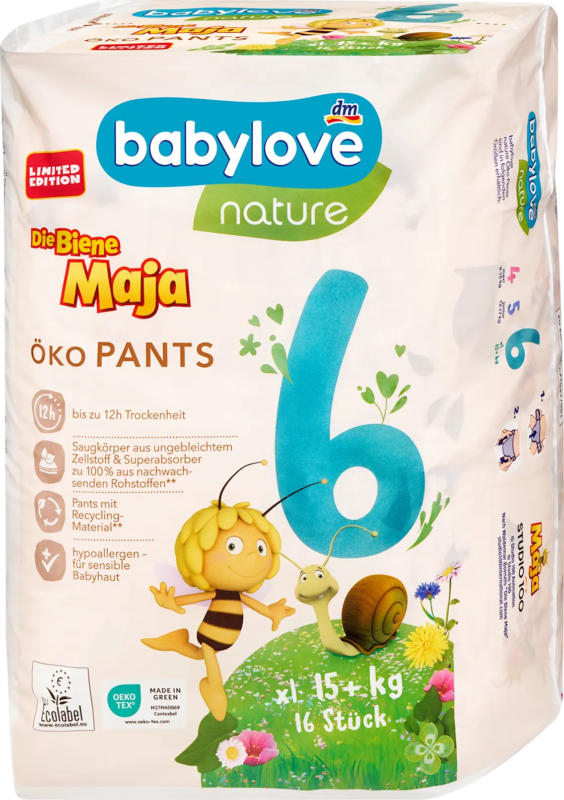 babylove nature Baby Pants Die Biene Maja Gr. 6 XL (15+ kg)