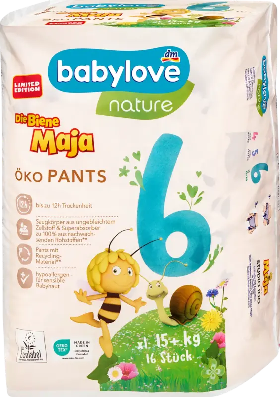 babylove nature Baby Pants Die Biene Maja Gr. 6 XL (15+ kg)