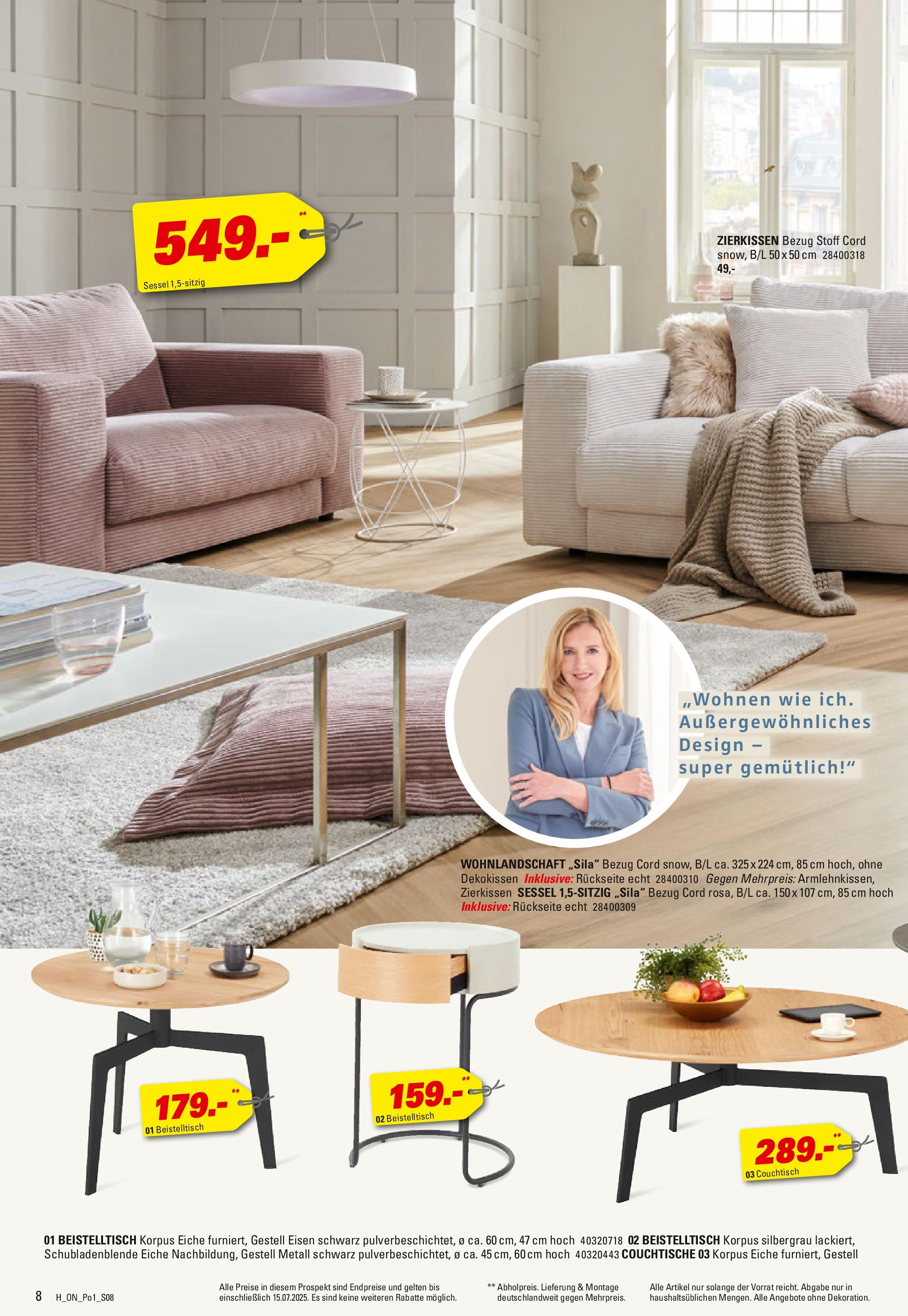 Höffner - Polster Spezial (ab 03.06.2025) zum Blättern | Seite: 8 | Produkte: Wohnlandschaft, Beistelltisch, Sessel, Couchtisch
