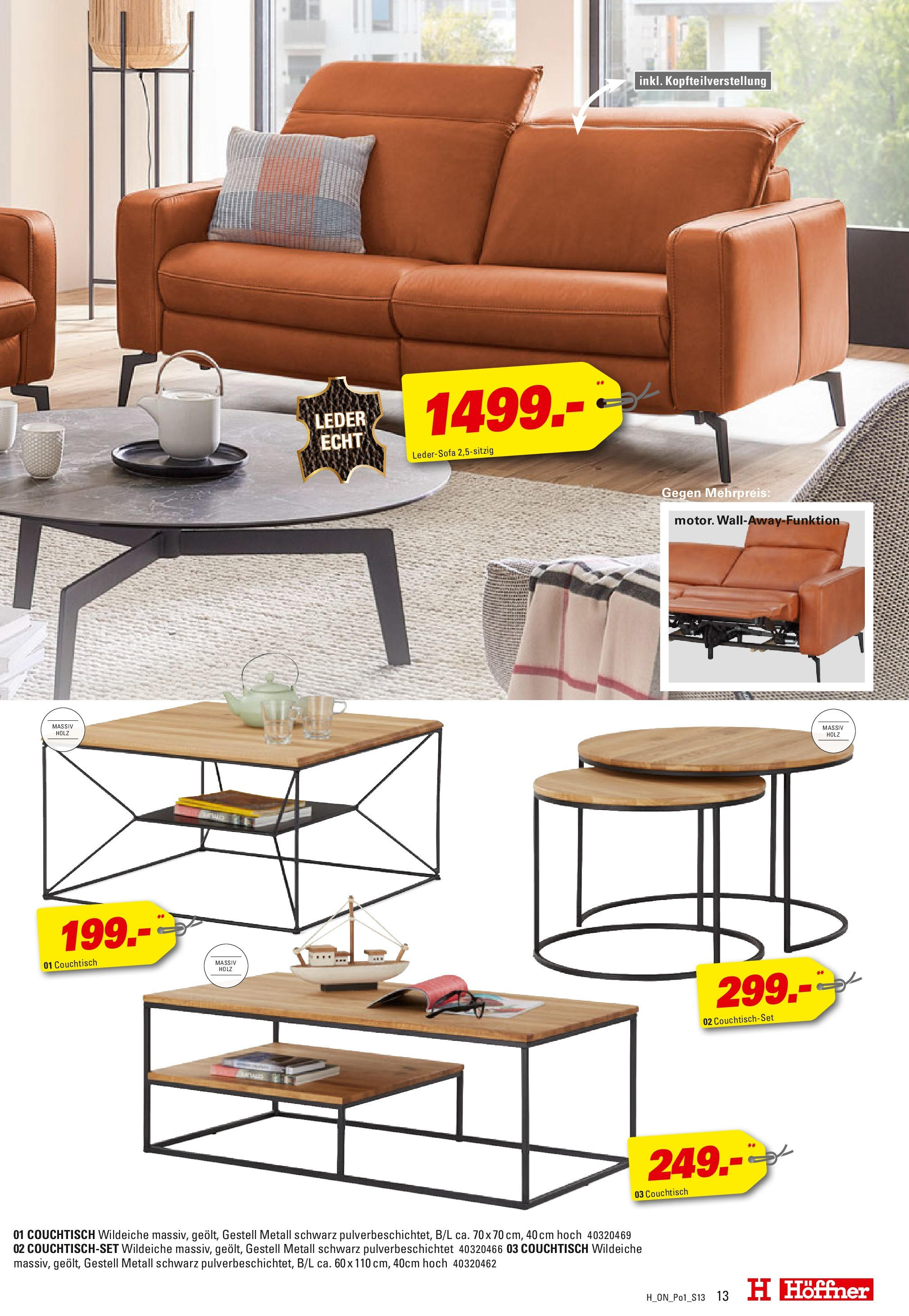 Höffner - Polster Spezial (ab 03.06.2025) zum Blättern | Seite: 13 | Produkte: Ledersofa, Couchtisch