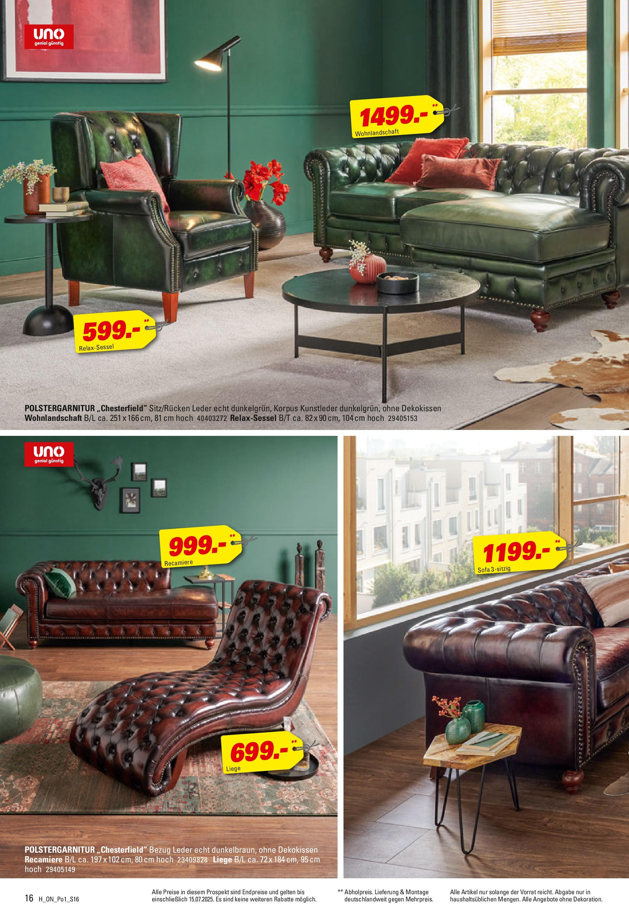 Höffner - Polster Spezial (ab 03.06.2025) zum Blättern | Seite: 16 | Produkte: Wohnlandschaft, Relaxsessel, Sofa, Liege