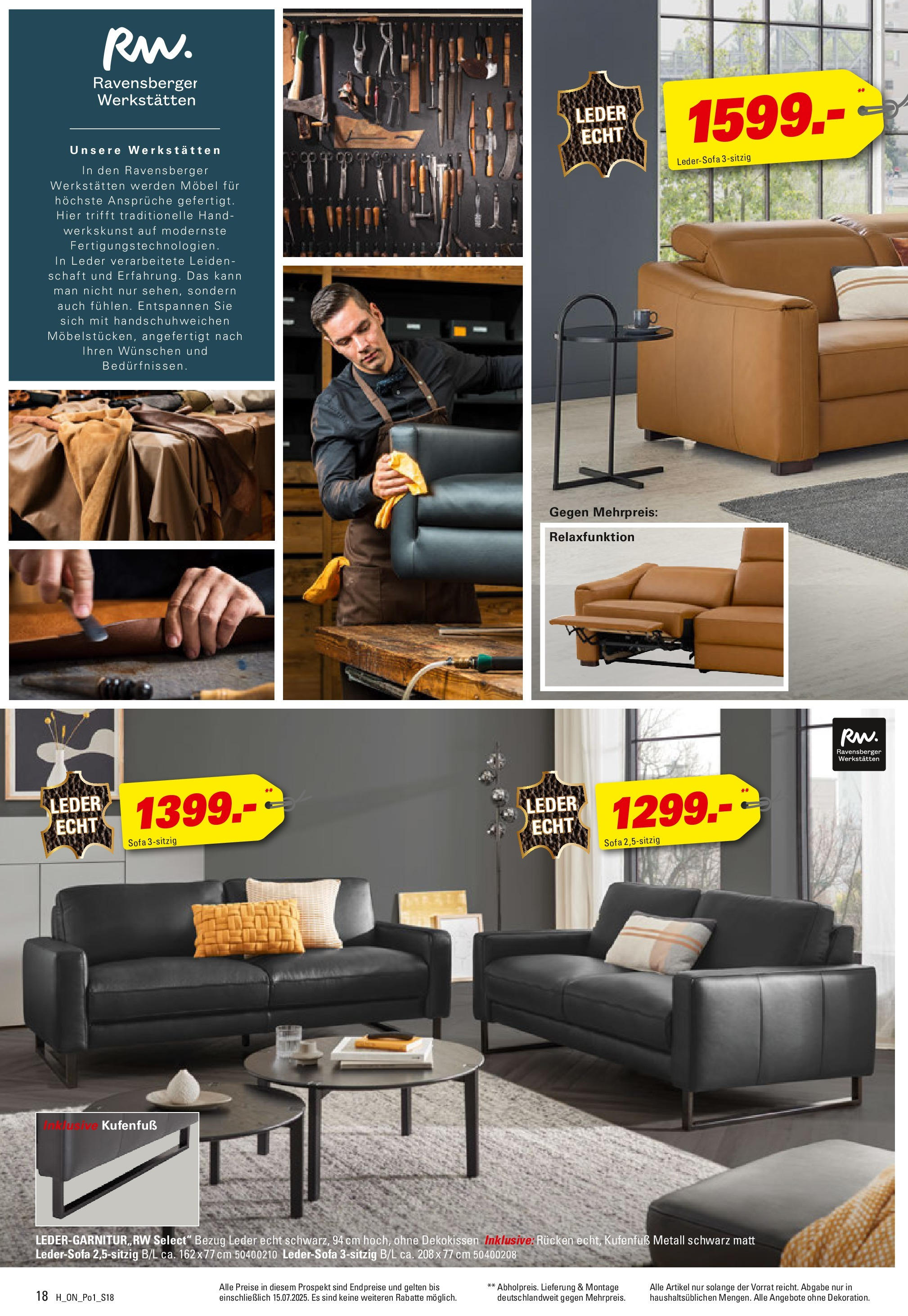 Höffner - Polster Spezial (ab 03.06.2025) zum Blättern | Seite: 18 | Produkte: Ledersofa, Sofa