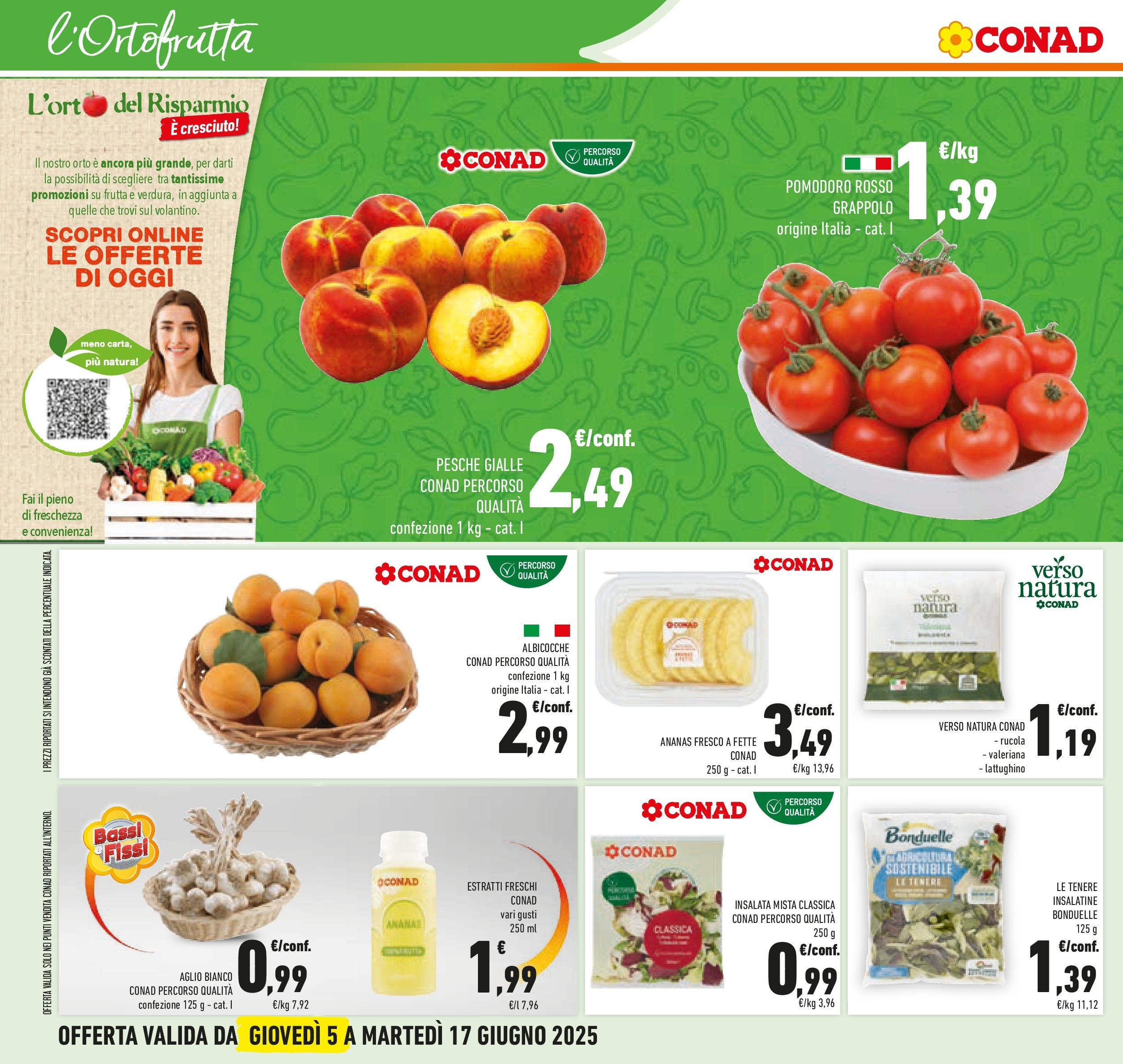 Volantino Conad dal 04/06/2025 > Anteprima - Giugno | Pagina: 24 | Prodotti: Rucola, Insalata, Frutta, Albicocche