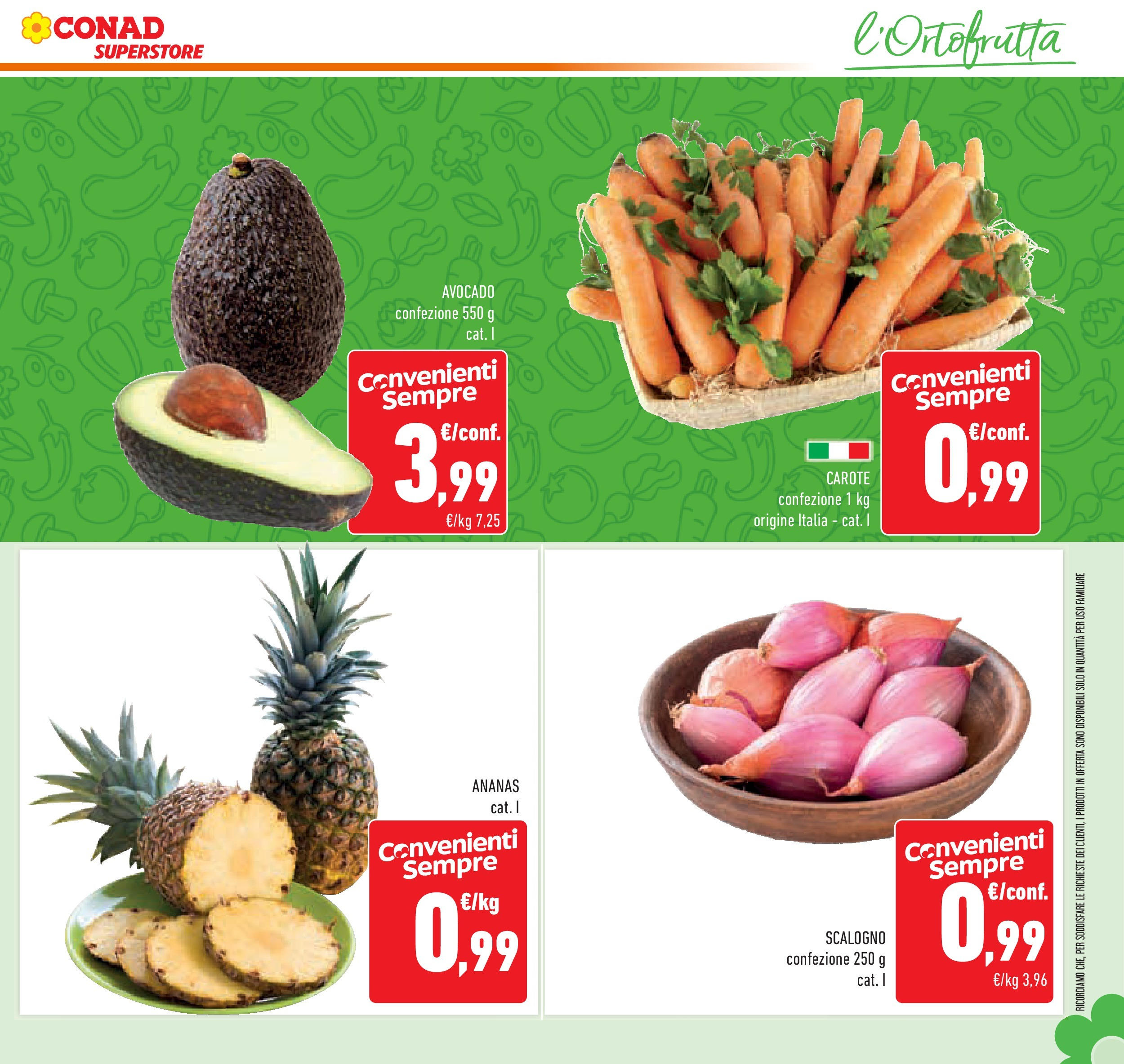 Volantino Conad dal 04/06/2025 > Anteprima - Giugno | Pagina: 11 | Prodotti: Avocado, Carote, Ananas