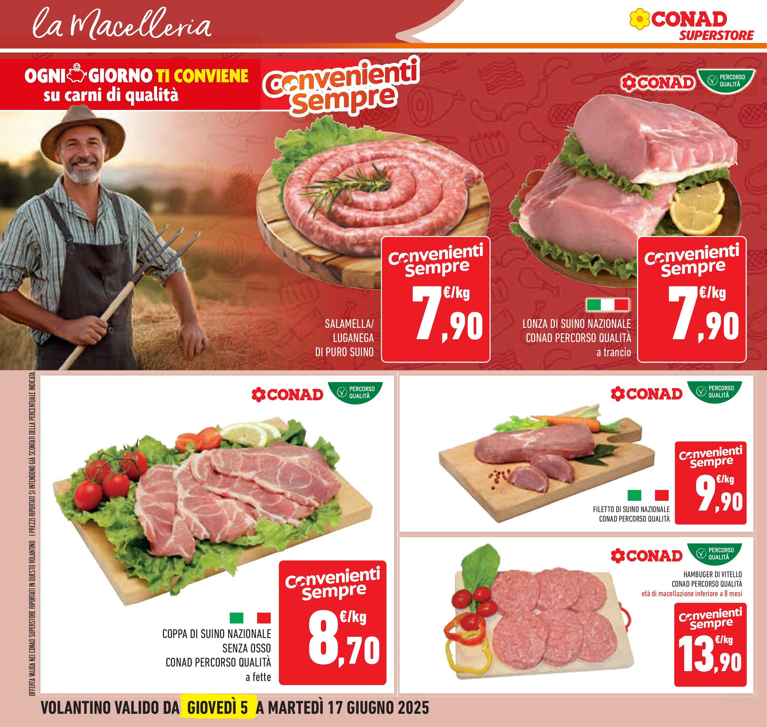 Volantino Conad dal 04/06/2025 > Anteprima - Giugno | Pagina: 14 | Prodotti: Suino, Salsiccia, Vitello, Hamburger