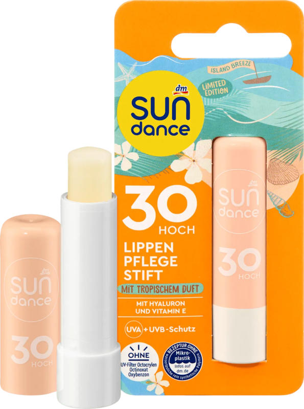 SUNDANCE Lippenpflegestift mit tropischem Duft, island breeze, LSF 30