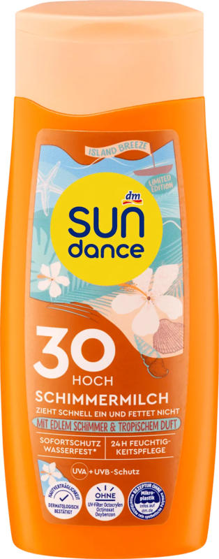 SUNDANCE Sonnenmilch mit Schimmer & tropischem Duft, island breeze,LSF 30