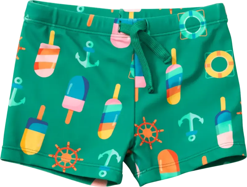 PUSBLU Badehose mit maritimem-Muster, grün, Gr. 122/128