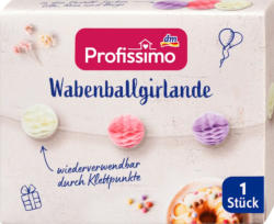 Profissimo Mini-Wabenballgirlande aus Blumenseide mit Klettpunkten, pastell
