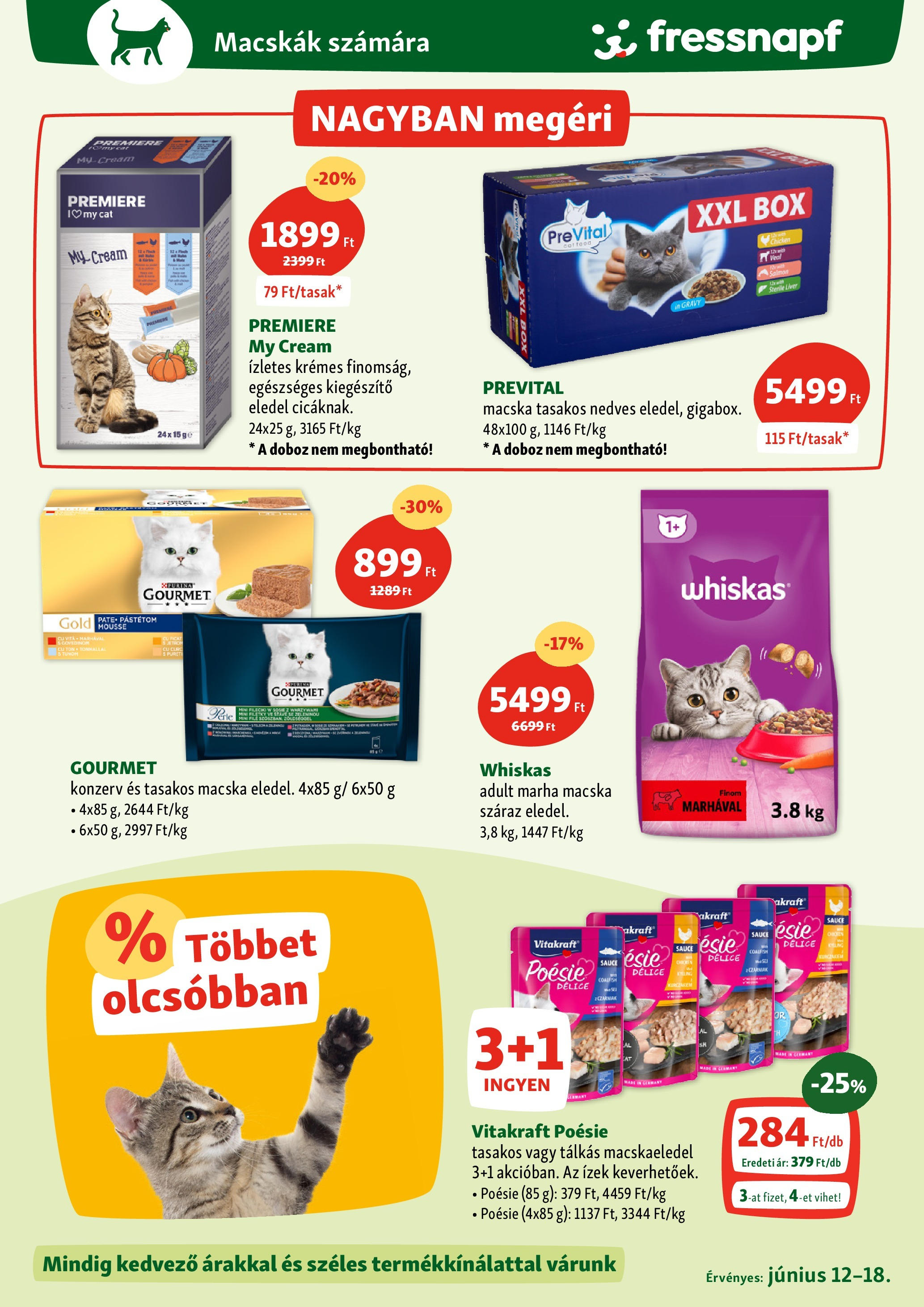 Fressnapf Akciós újság - 2025.06.12. -tól/töl > akció, lapozható szórólap 🛍️ | Oldal: 7 | Termékek: Macskaeledel, Whiskas, Doboz