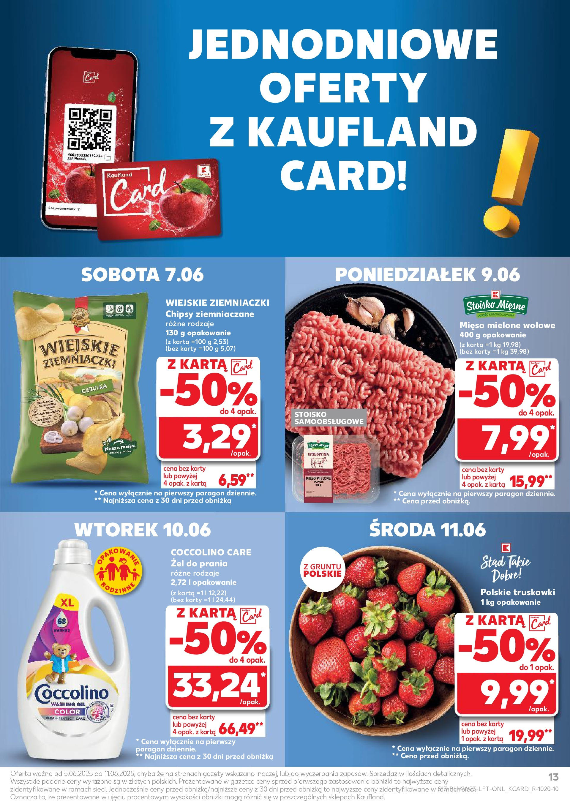 Kaufland gazetka od 05.06.2025 - od jutra PDF | Strona: 13 | Produkty: Karta, Mięso, Coccolino, Truskawki