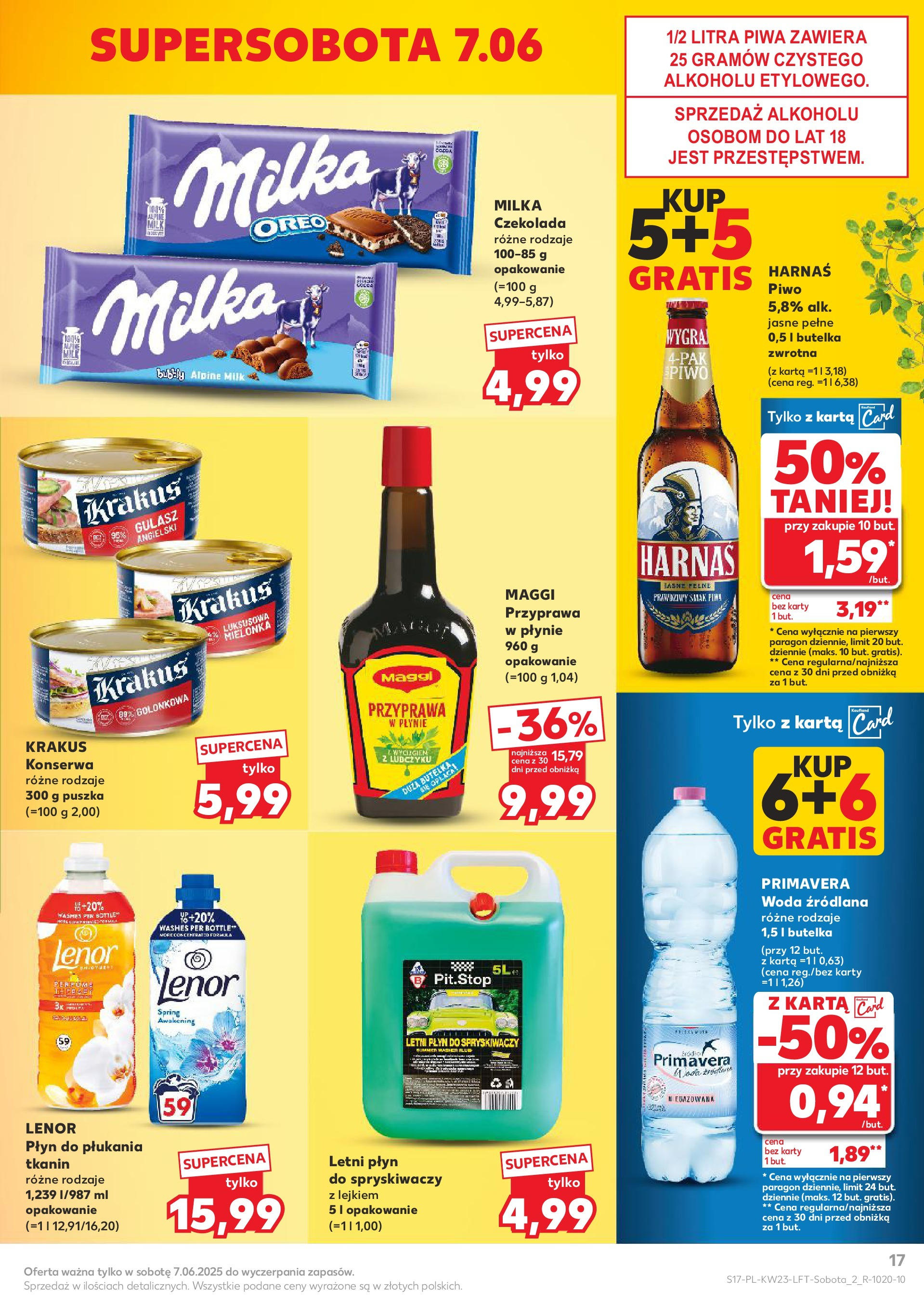Kaufland gazetka od 05.06.2025 - od jutra PDF | Strona: 17 | Produkty: Karta, Woda źródlana, Milka, Płyn do płukania tkanin