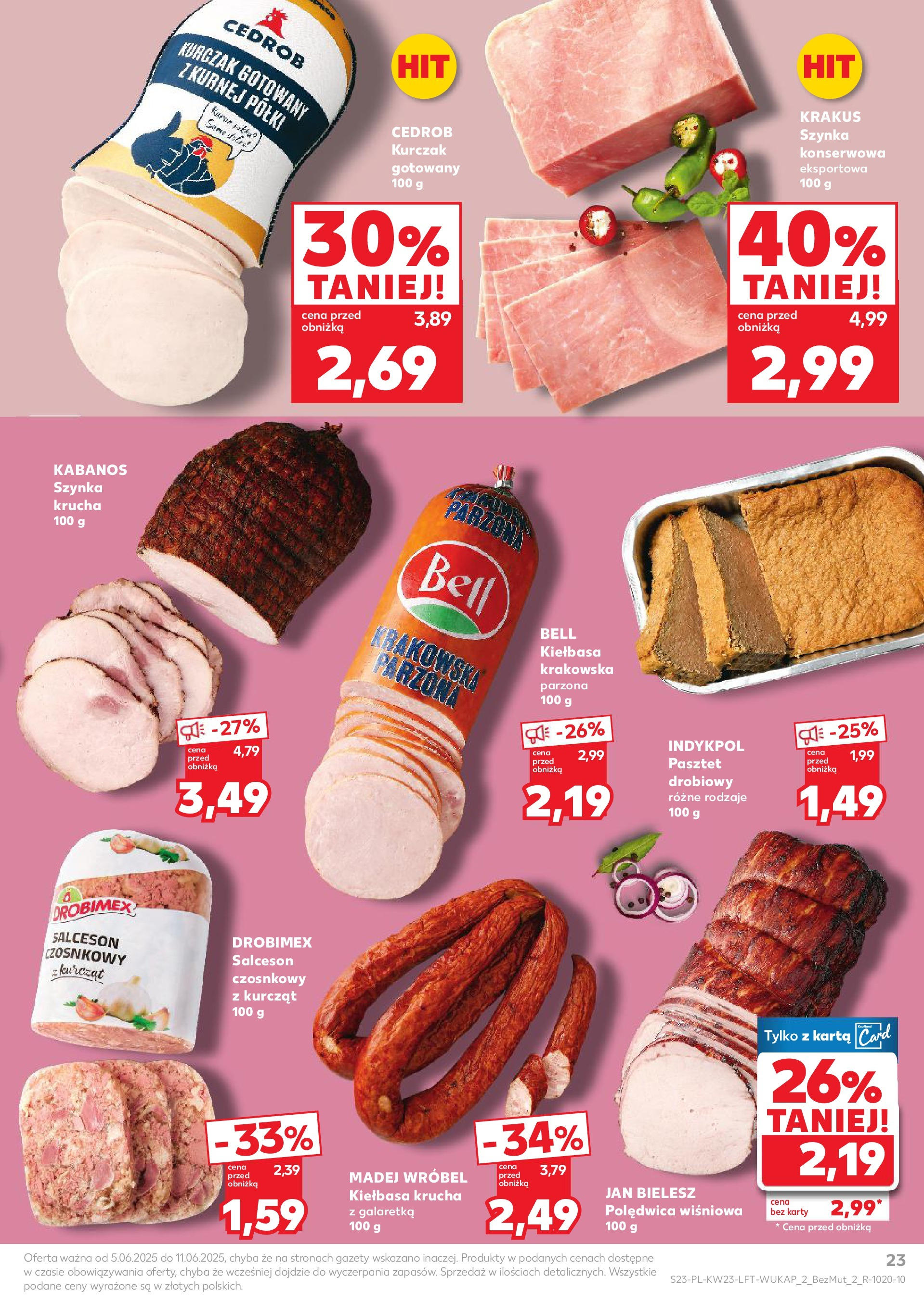 Kaufland gazetka od 05.06.2025 - od jutra PDF | Strona: 23 | Produkty: Karta, Galaretka, Bell, Kiełbasa krakowska