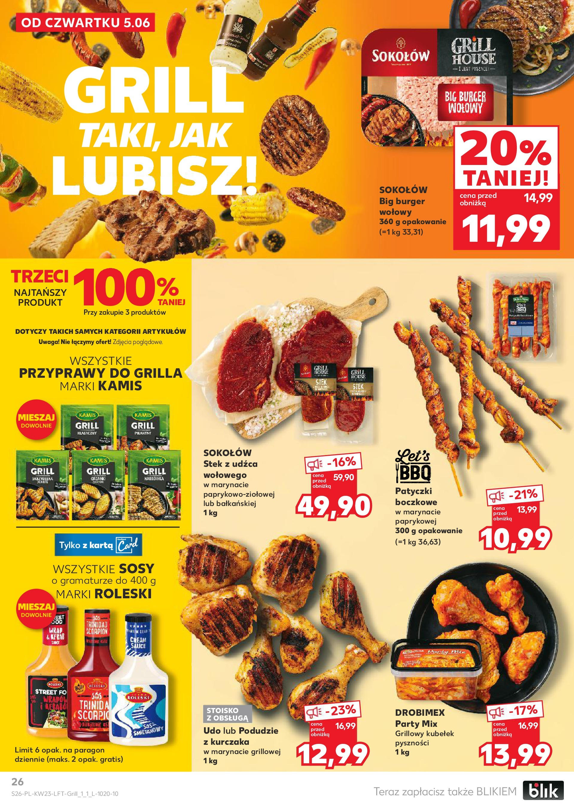 Kaufland gazetka od 05.06.2025 - od jutra PDF | Strona: 26 | Produkty: Karta, Burger wołowy, Podudzie z kurczaka, Grill