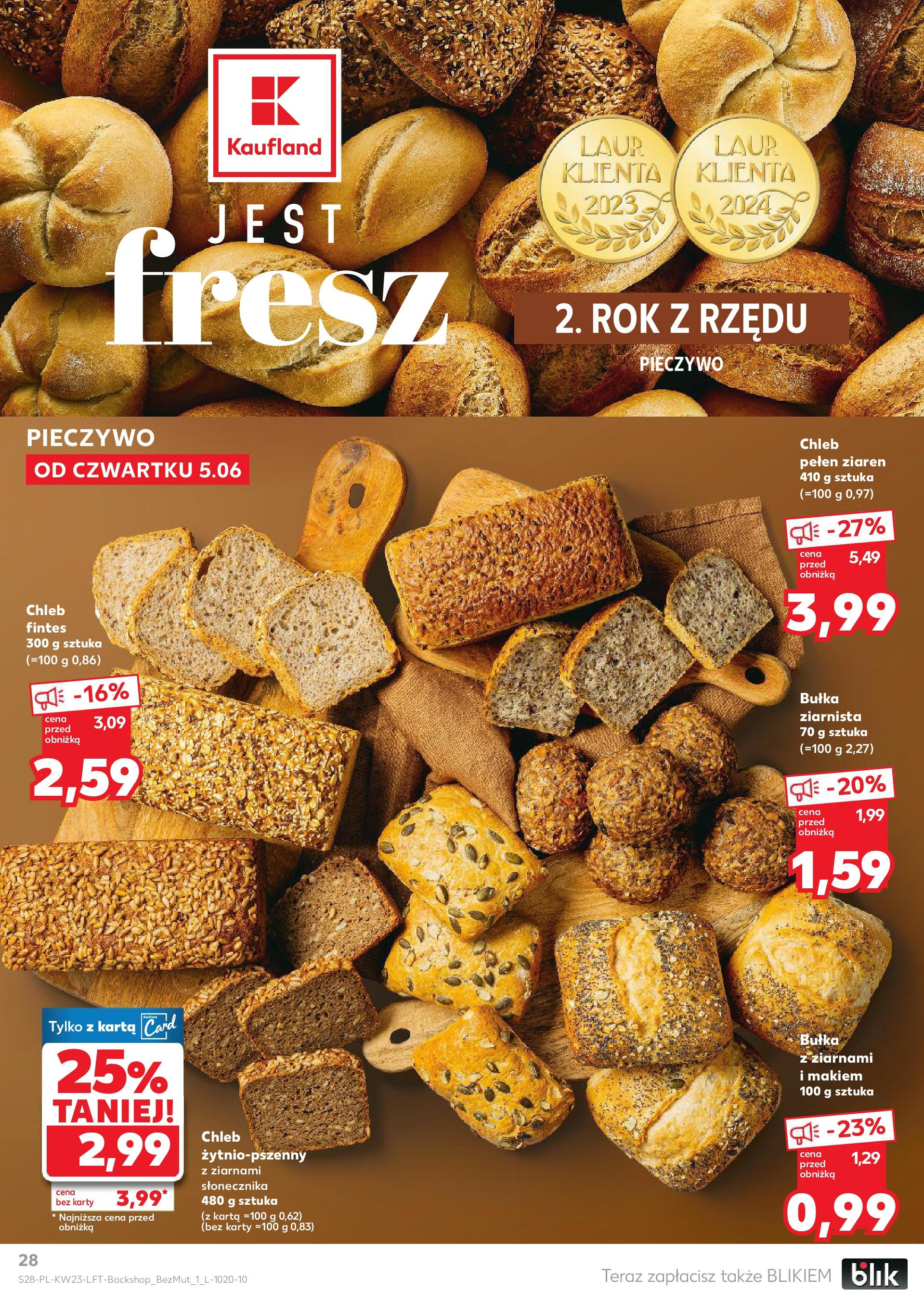 Kaufland gazetka od 05.06.2025 - od jutra PDF | Strona: 28 | Produkty: Pieczywo, Karta, Bułka, Chleb