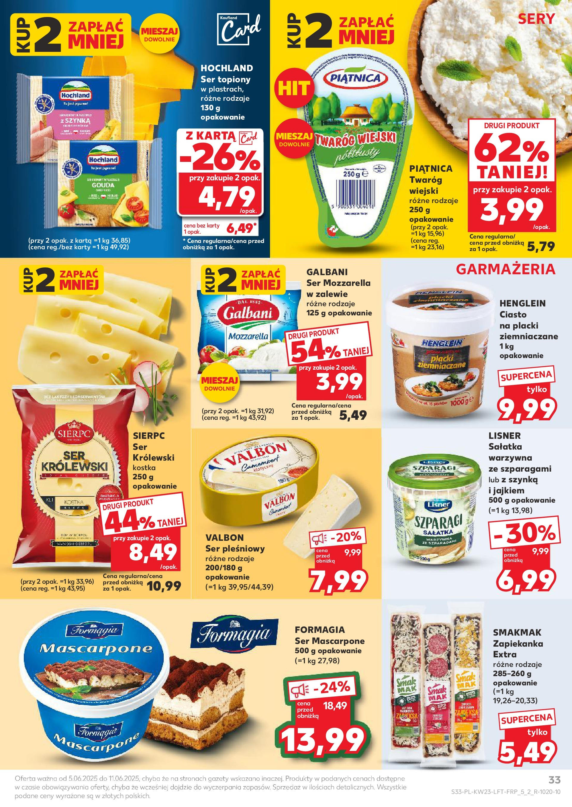 Kaufland gazetka od 05.06.2025 - od jutra PDF | Strona: 33 | Produkty: Ser topiony, Placki ziemniaczane, Sandwich, Pancakes