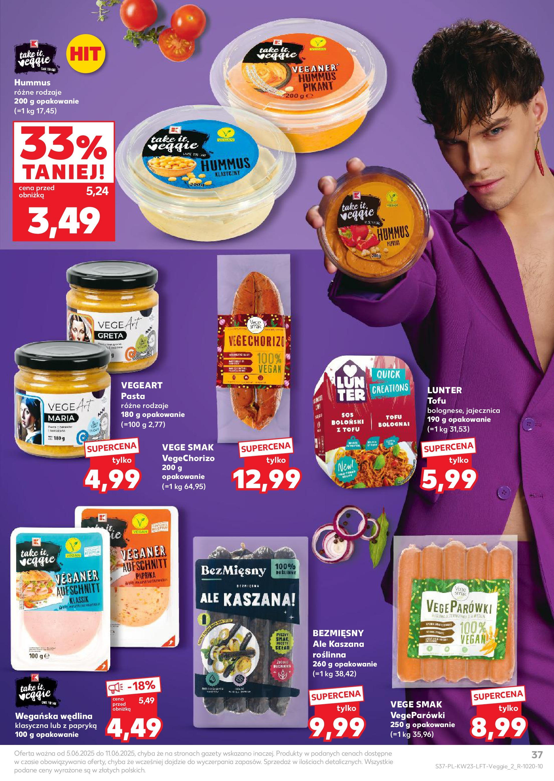 Kaufland gazetka od 05.06.2025 - od jutra PDF | Strona: 37 | Produkty: Hummus klasyczny, Papryka, Tofu, Hummus