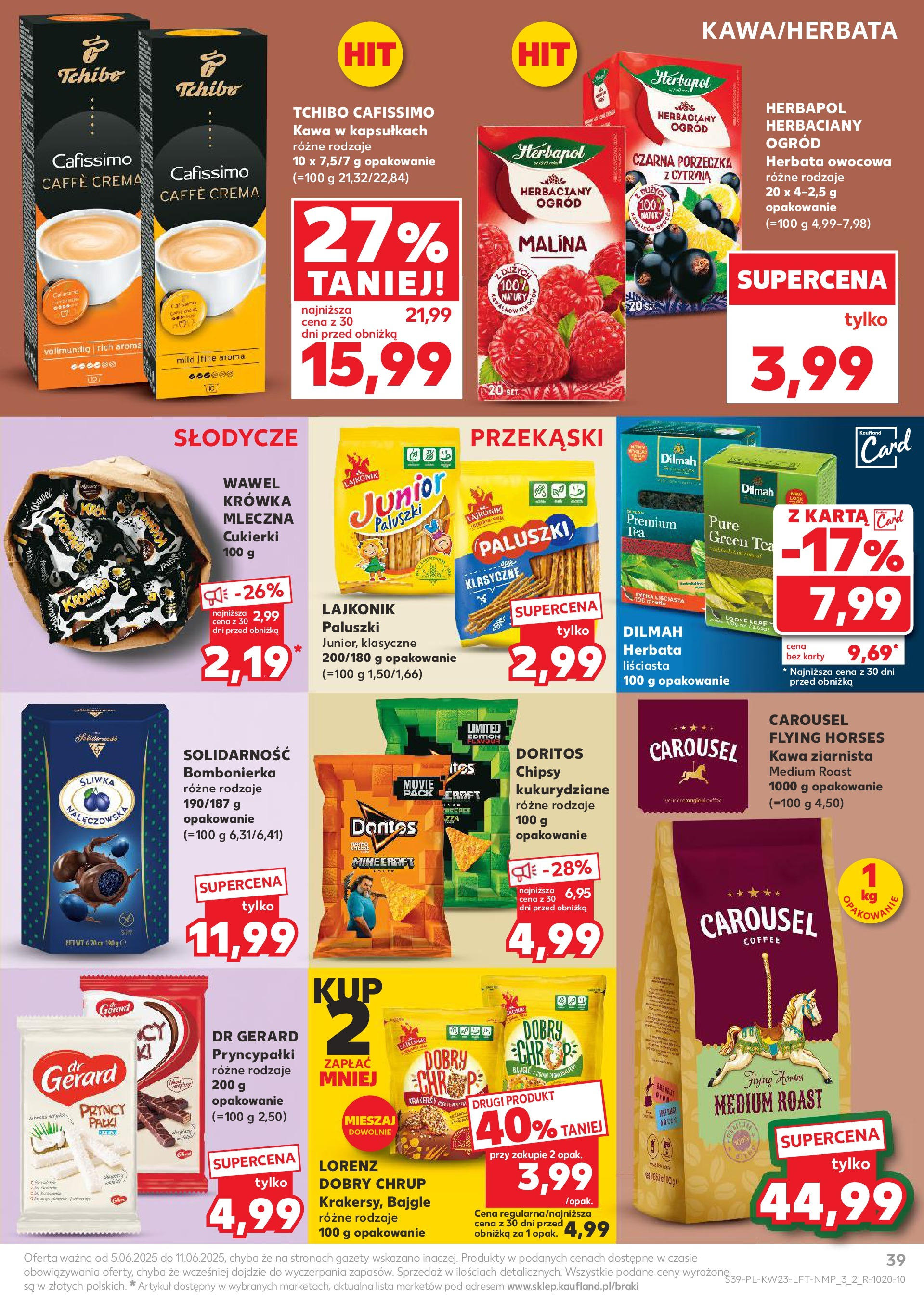 Kaufland gazetka od 05.06.2025 - od jutra PDF | Strona: 39 | Produkty: Bombonierka, Doritos, Paluszki, Pryncypałki dr gerard