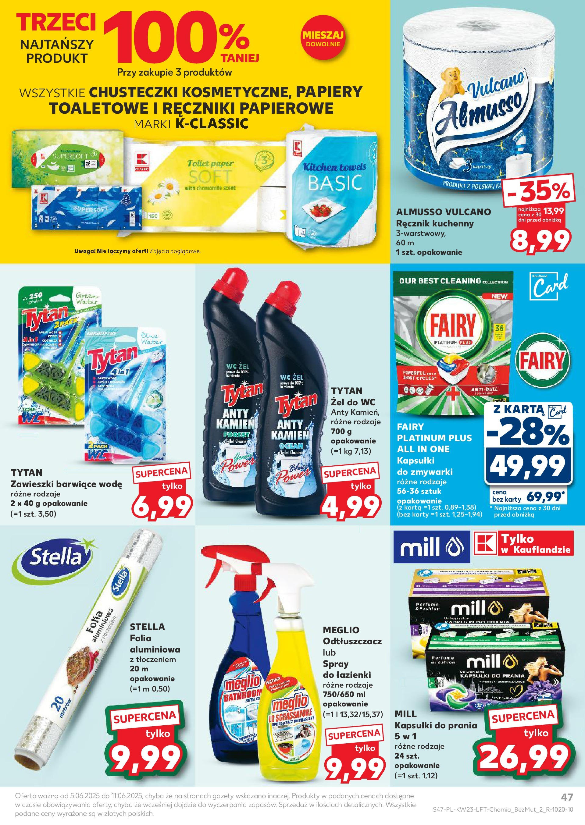Kaufland gazetka od 05.06.2025 - od jutra PDF | Strona: 47 | Produkty: Meglio, Ręczniki papierowe, Kapsułki do prania, Kapsułki do zmywarki