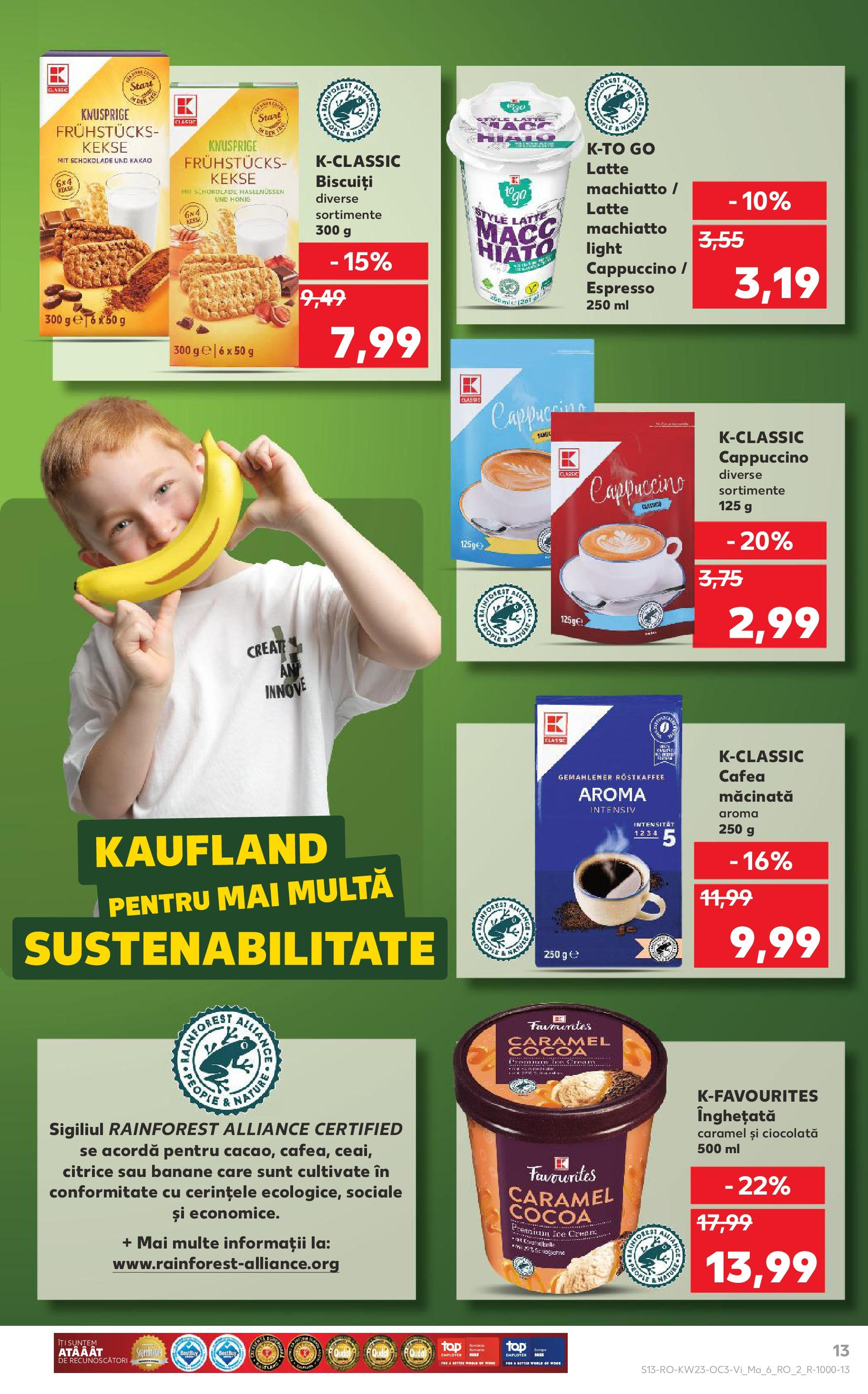 Catalog Kaufland - Sibiu 06.06.2025 - Revista si Oferta | Pagină: 13 | Produse: Delgeç, Cafea, Ciocolată, Înghețată