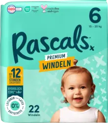 Rascals Windeln Premium Gr. 6 (15-20 kg)