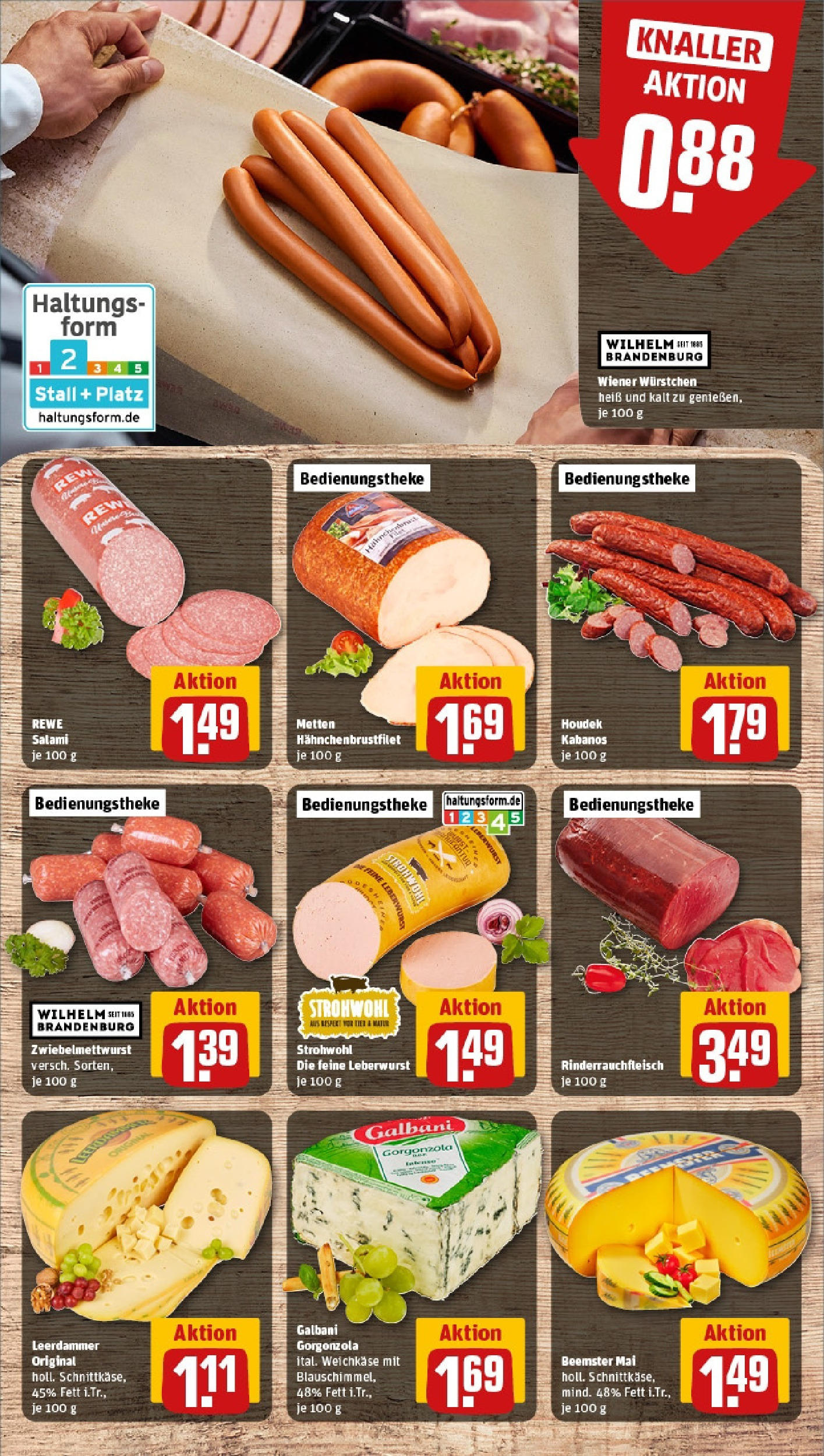 Rewe prospekt Mönchengladbach	 (ab 08.06.2025) zum Blättern » Angebote | Seite: 9 | Produkte: Wiener wurstchen, Leerdammer, Salami