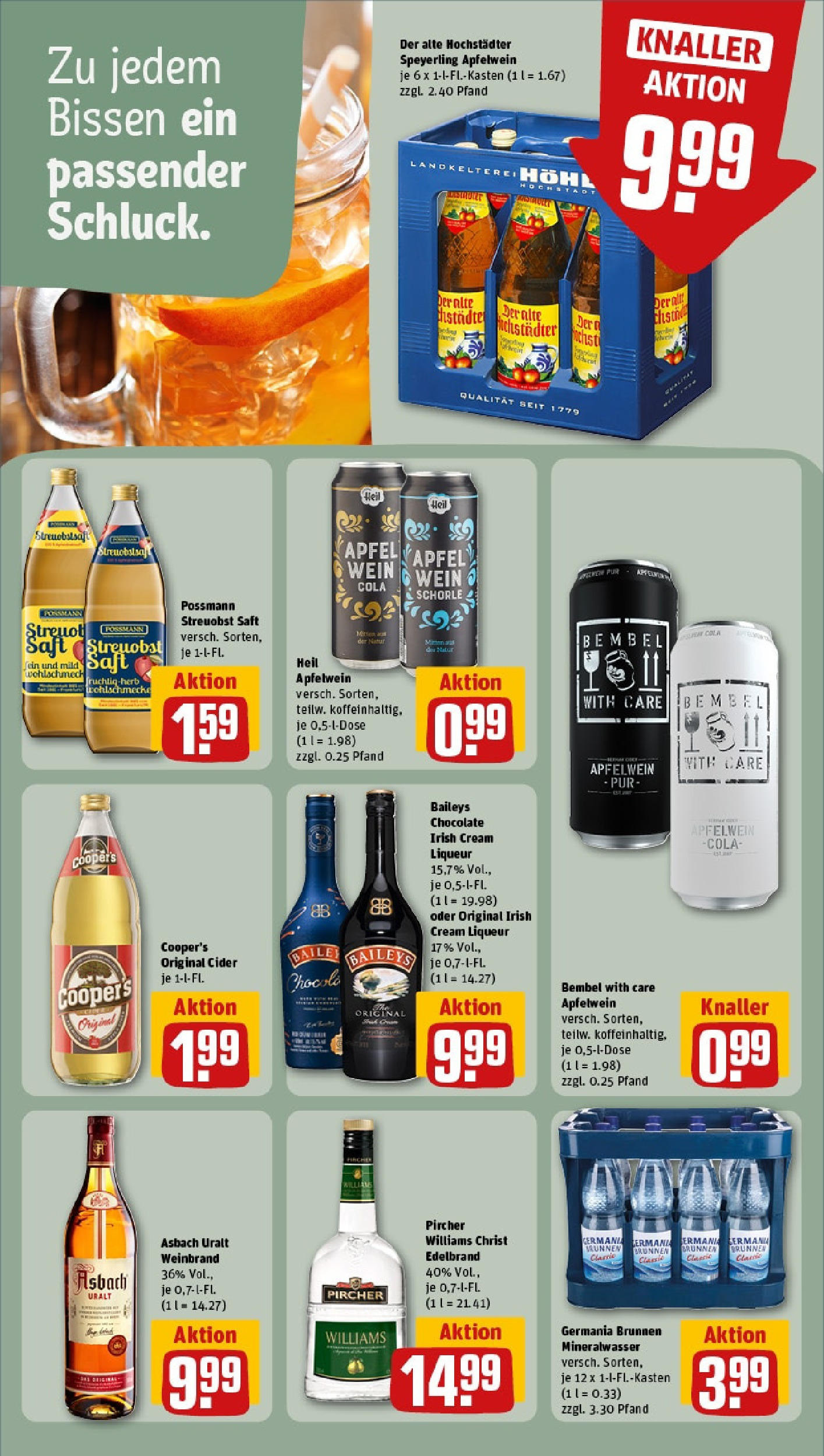REWE Prospekt ab 08.06.2025 zum Blättern » Angebote | Seite: 17 | Produkte: Äpfel, Mineralwasser, Baileys, Saft