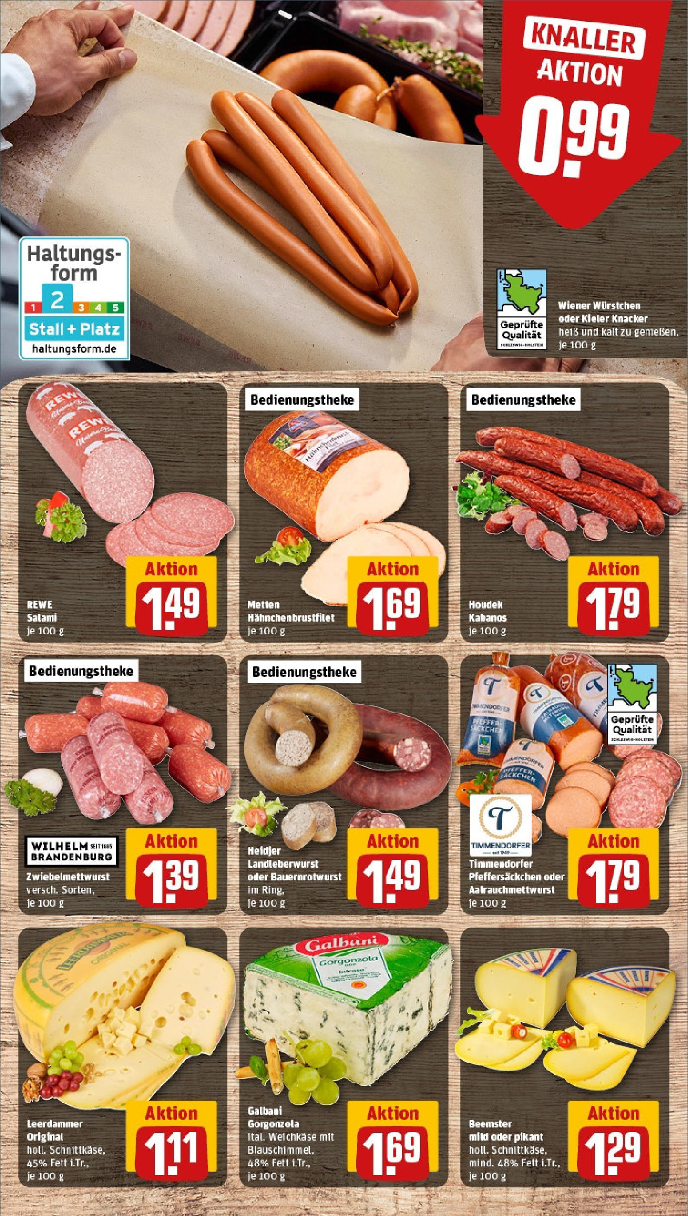 Rewe prospekt Hamburg/Rahlstedt	 (ab 08.06.2025) zum Blättern » Angebote | Seite: 9 | Produkte: Wiener wurstchen, Leerdammer, Salami